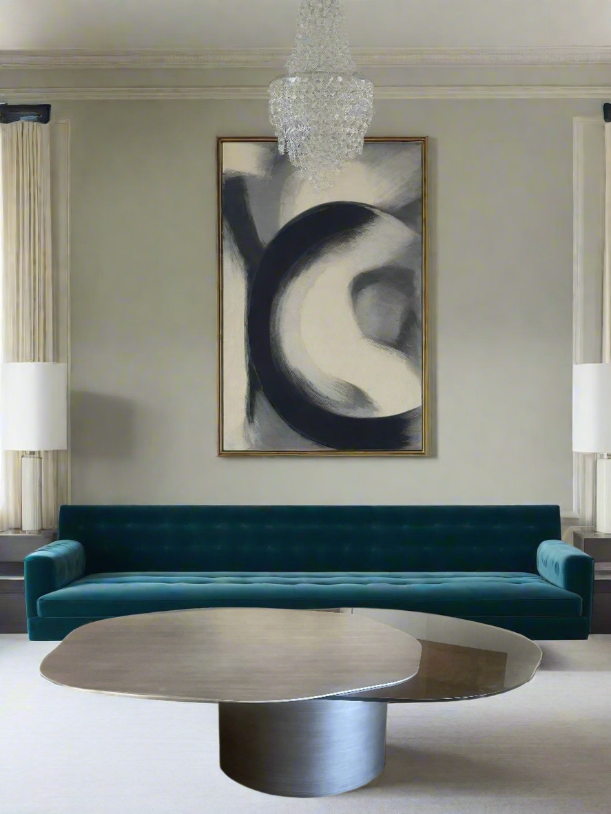 Modern Irregular Kaylee Coffee Table in Matte Silver - Stylish Living Room Centerpiece for Home Decor & Entertainment Spaces
