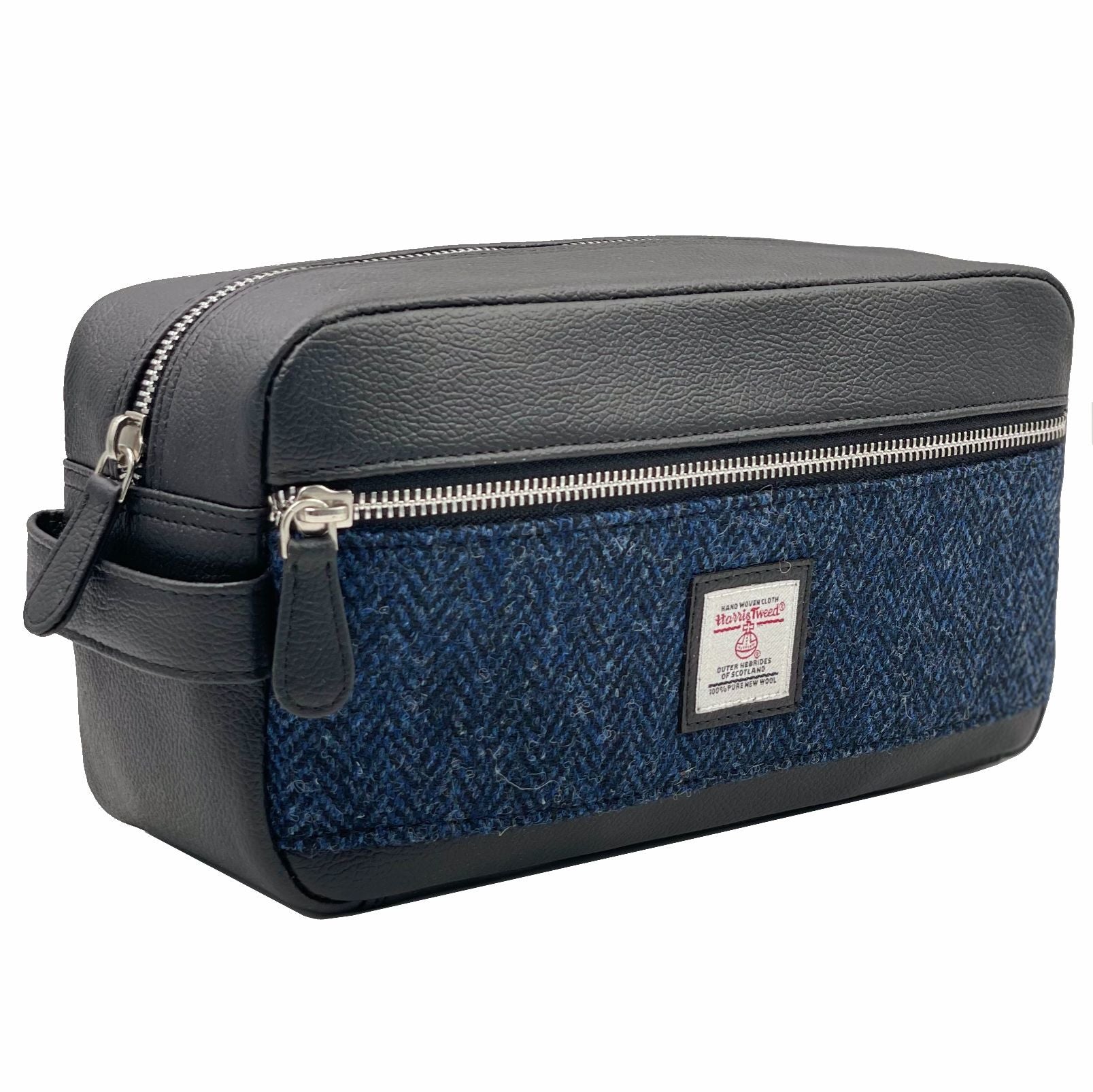 Harris Tweed Washbag for Men & Women - Premium Blue Travel Toiletry Bag - Perfect for Gym, Camping & Weekend Getaways