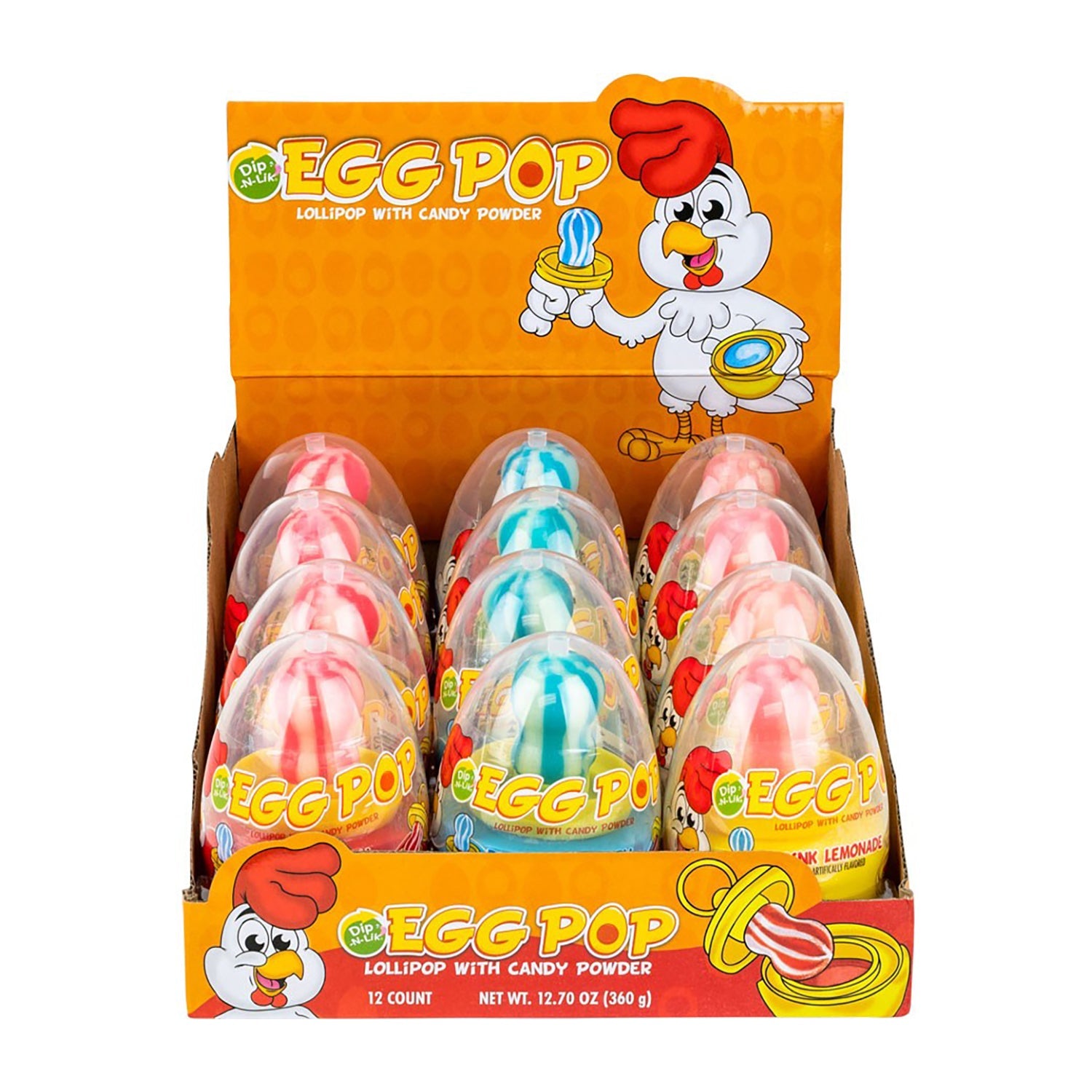 Koko's Egg Pop Dip N Lik - 12 Count Box | Fun & Tasty Dipping Candy for Kids, Parties & Snacks