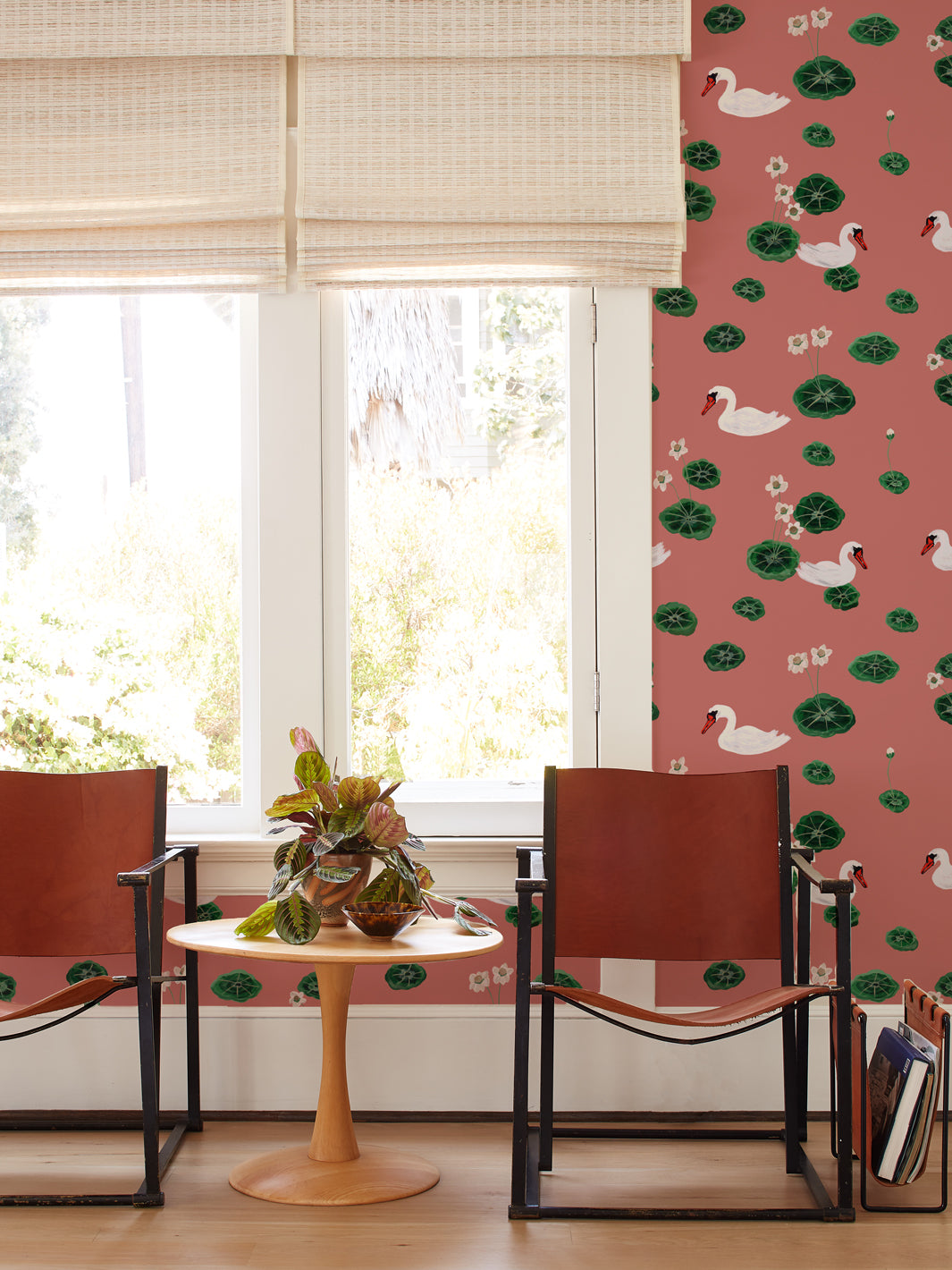 Lily Pad Lake Wallpaper by Carly Beck - Rose Floral Design for Bedroom, Living Room & Nursery Decor
