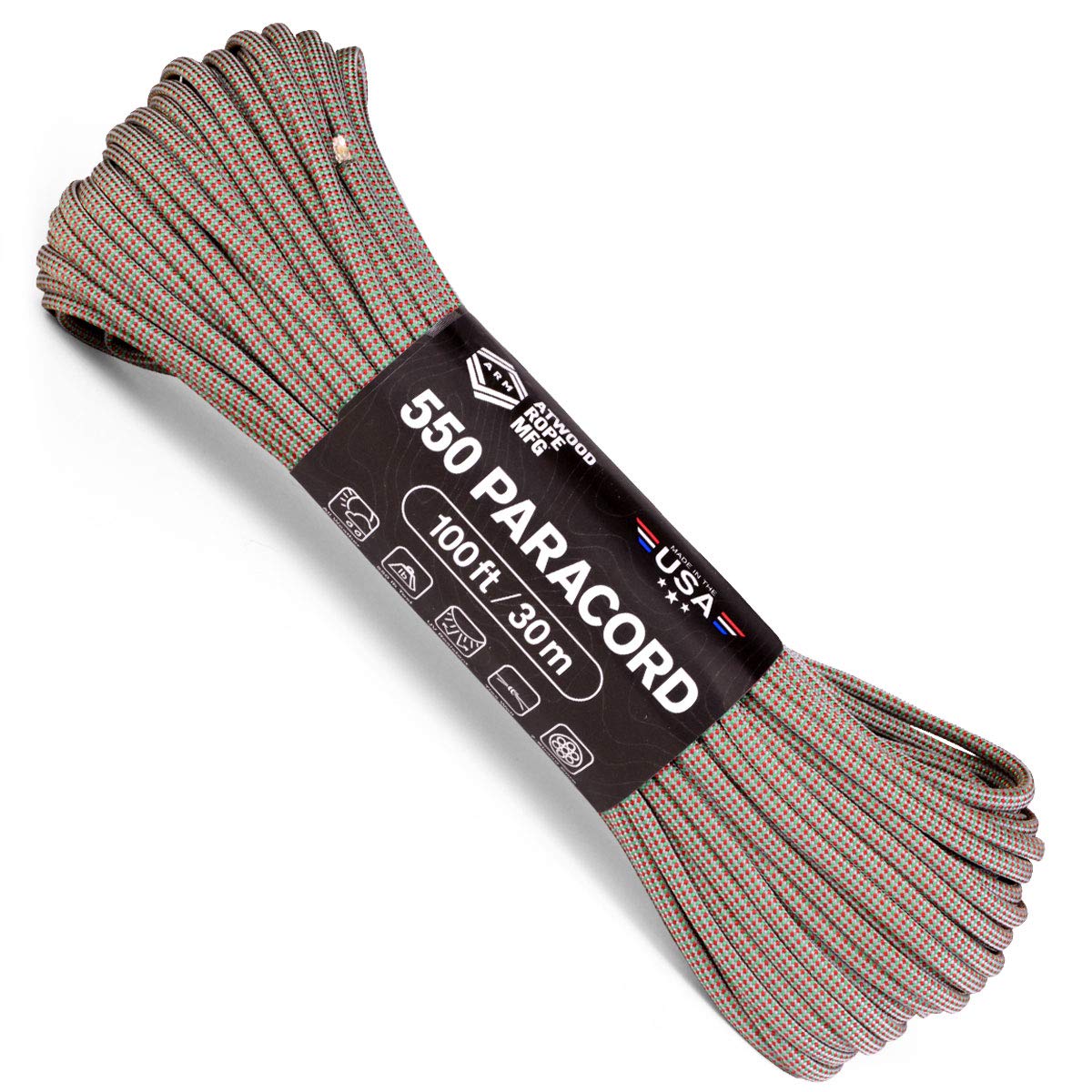 Atwood 550 Paracord 100ft - 7-Strand Nylon Survival Rope | for Camping, Crafts & Emergency Gear