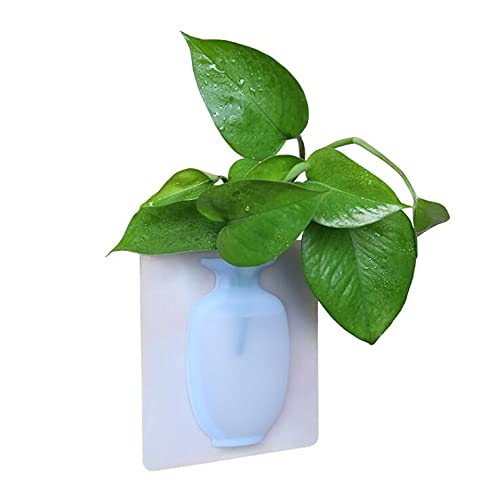 Magic Silicone Sticky Vase - Non-Slip Rubber Flower Pot for Home & Office Decor - Reusable Plant Container for Succulents, Air Plants & Small Flowers (Blue, 1 Pack) - Perfect for Desks, Shelves & Window Sills