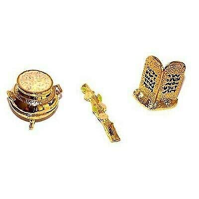 Rif-Home Ark of The Covenant Replica - 2 Inch Miniature with Aaron's Rod, Manna Vessel & Stone Tablets - Biblical Collectible for Home Display, Religious Decor, and Gift Giving