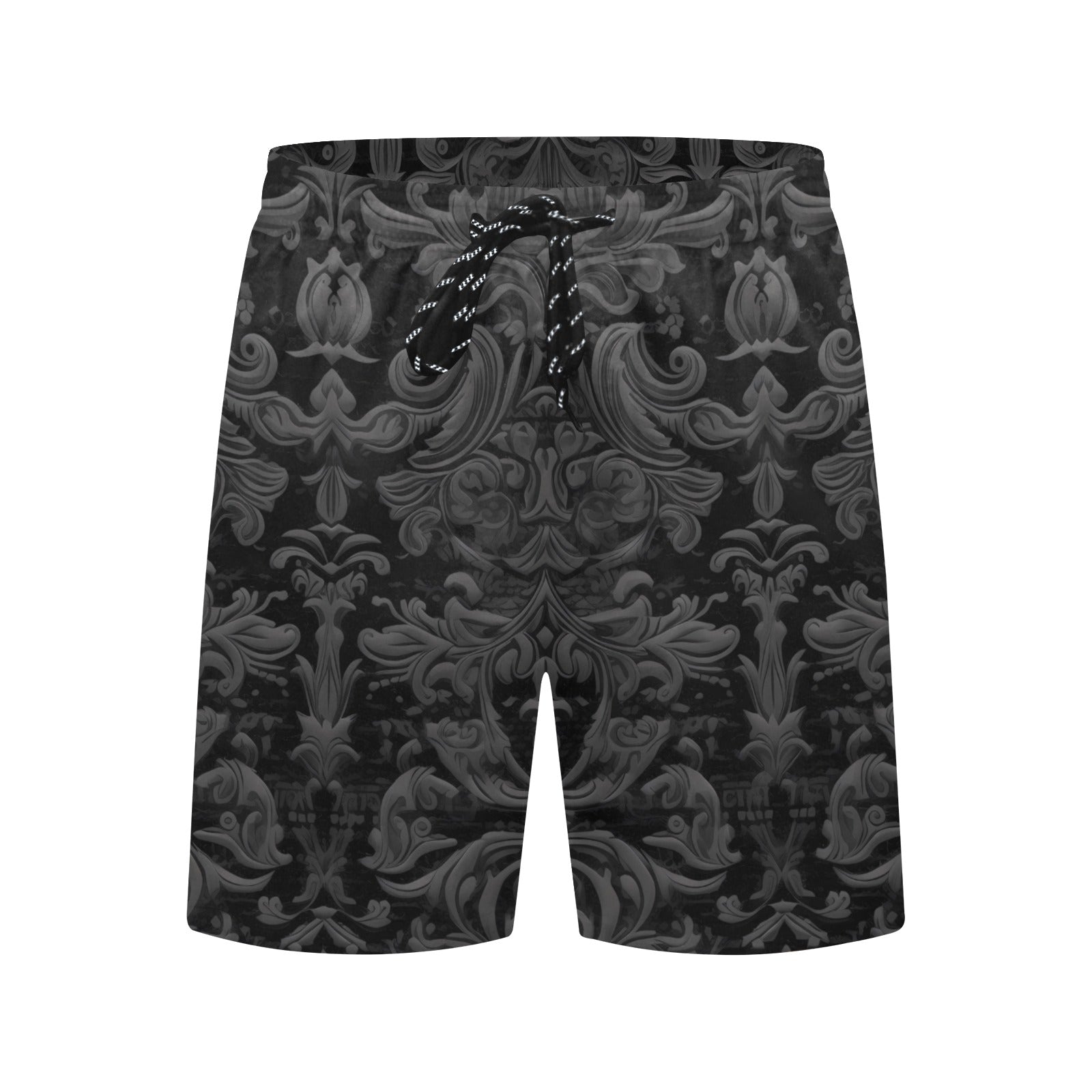 Gothic Style Black Beach Shorts for Men & Women - Dark Aesthetic Swimwear for Summer, Pool, and Vacation - Comfortable & Stylish Swim Shorts