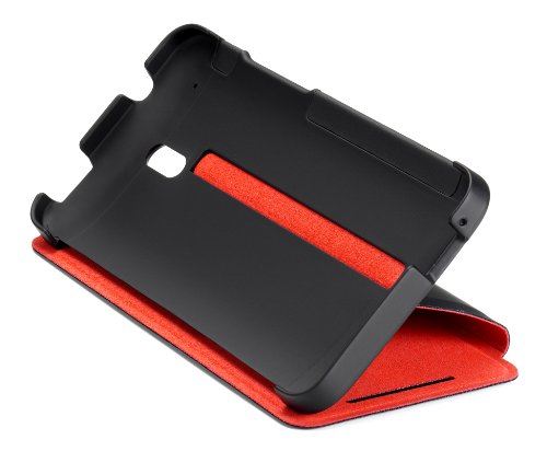 HTC One Mini M4 HC V 851 Double DIP Flip Case - Black & Red Protective Cover for Smartphone | Perfect for Daily Use, Travel & Outdoor Activities