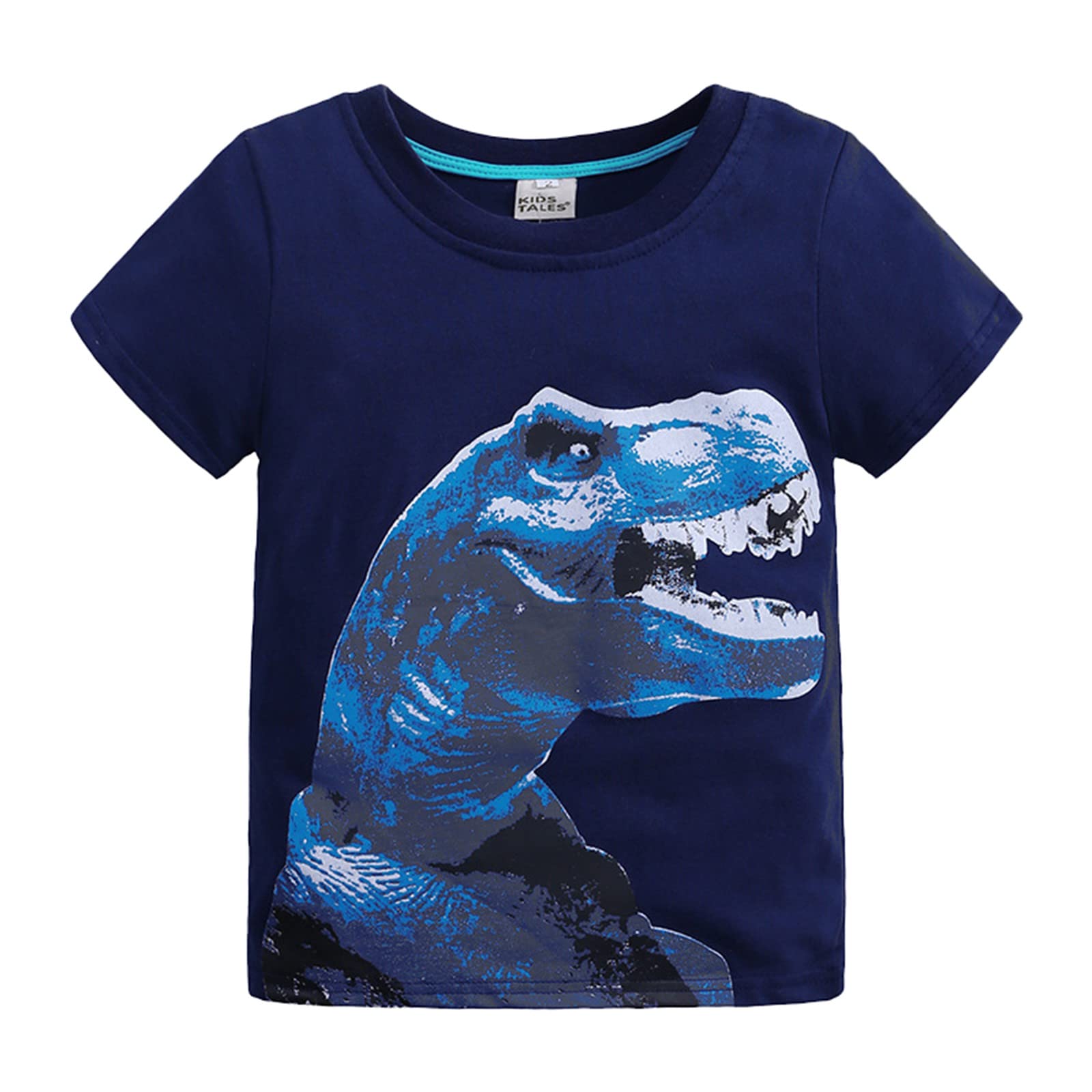 Boys Girls Summer Short Sleeve Dinosaur Print Undershirt - Toddler Youth Cartoon T-Shirt Top in White | Perfect for Playtime & Everyday Wear
