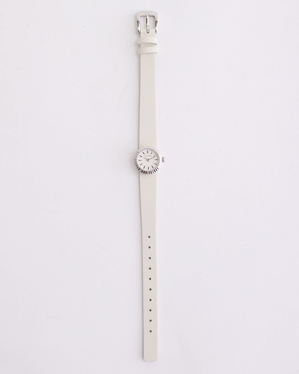 The Dot Watch - Minimalist Silver Stainless Steel Watch with White Dial & Genuine Milk Leather Strap - Perfect for Casual, Business & Everyday Wear