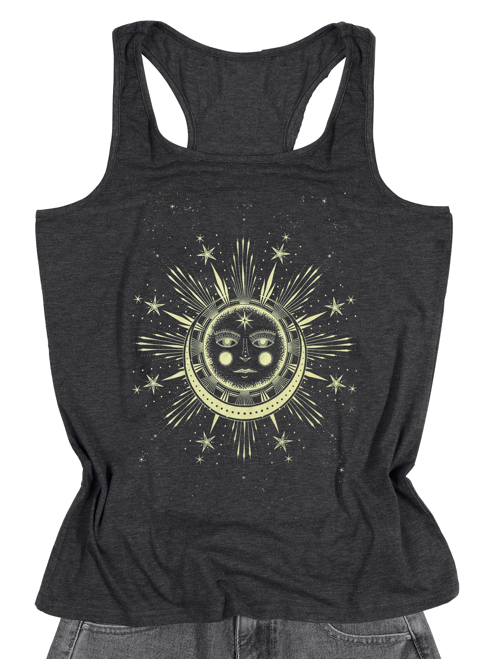 Women's Sun Moon Graphic Tank Top - Sleeveless Summer Beach Vacation Shirt for Casual Wear, Yoga & Outdoor Activities