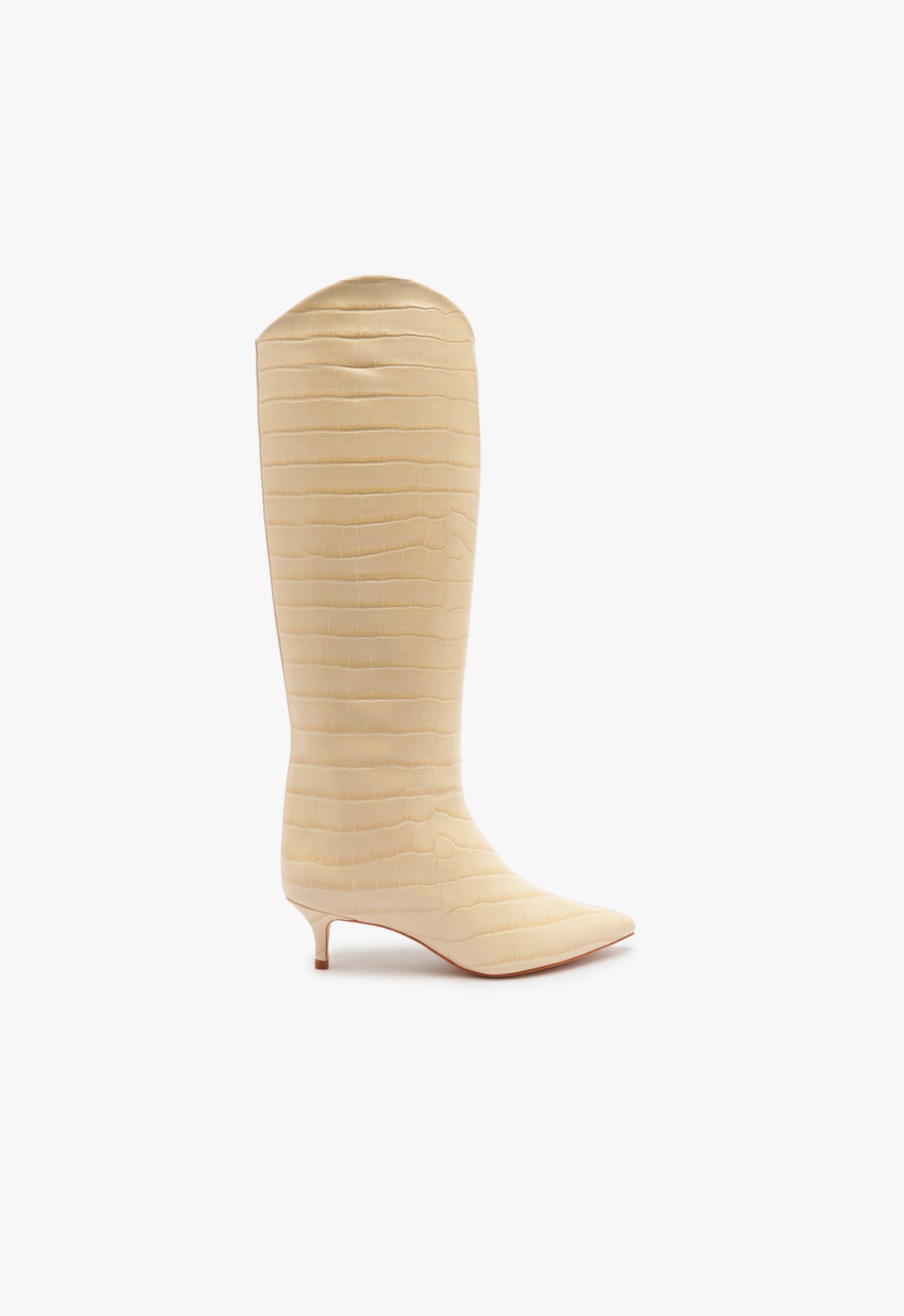 Maryana Lo Crocodile Embossed Leather Boots for Women - Stylish Knee High Fashion Boots with Chunky Heel - Perfect for Fall Winter Outfits, Date Night & Office Wear