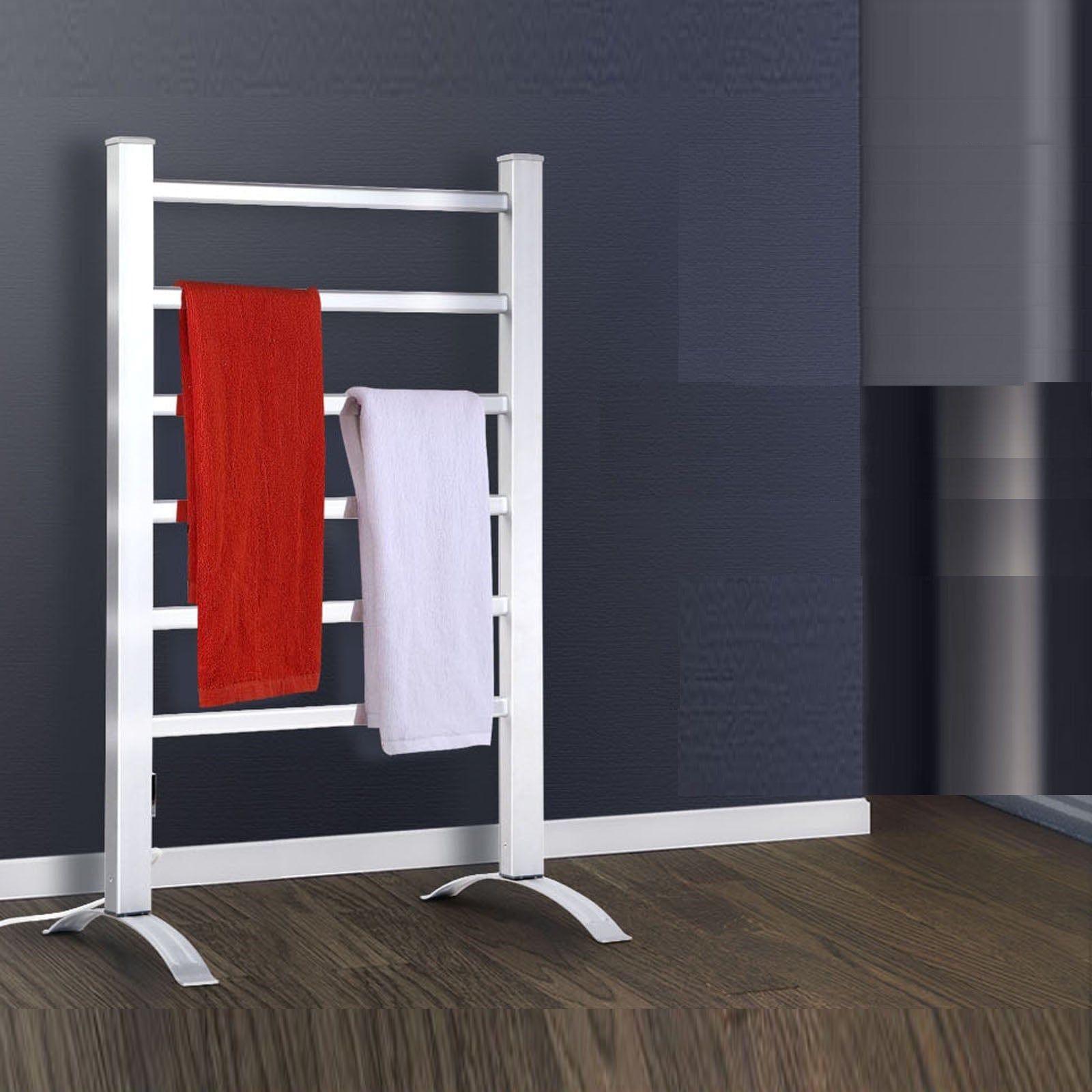 Devanti 6-Bar Aluminum Electric Heated Towel Rail - Fast Warming Bathroom Towel Warmer Rack for Spa, Luxury Hotels & Home Use