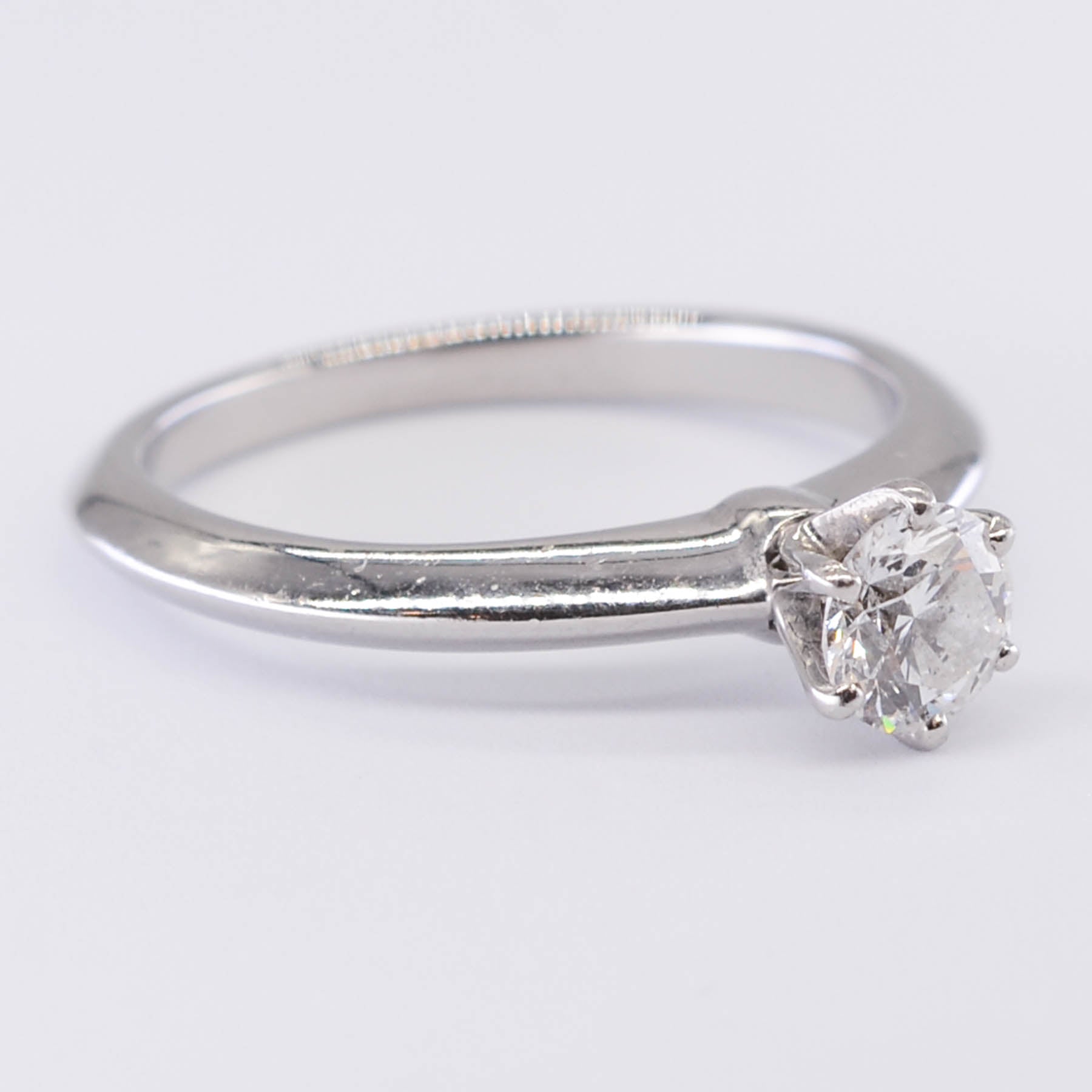 Tiffany & Co. Platinum Canadian Diamond Engagement Ring 0.38ct VS2 F Excellent Cut Size 4.75 - Perfect for Proposals, Anniversaries & Bridal Jewelry Gifts
