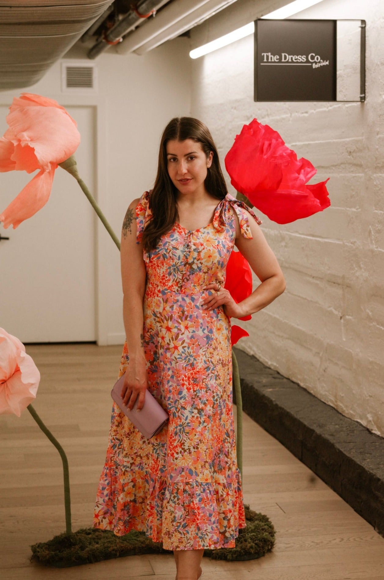 Moonscapes Floral Print Midi Dress for Women - Elegant Summer Casual & Party Wear - Perfect for Beach Vacations, Date Nights & Office Outfits