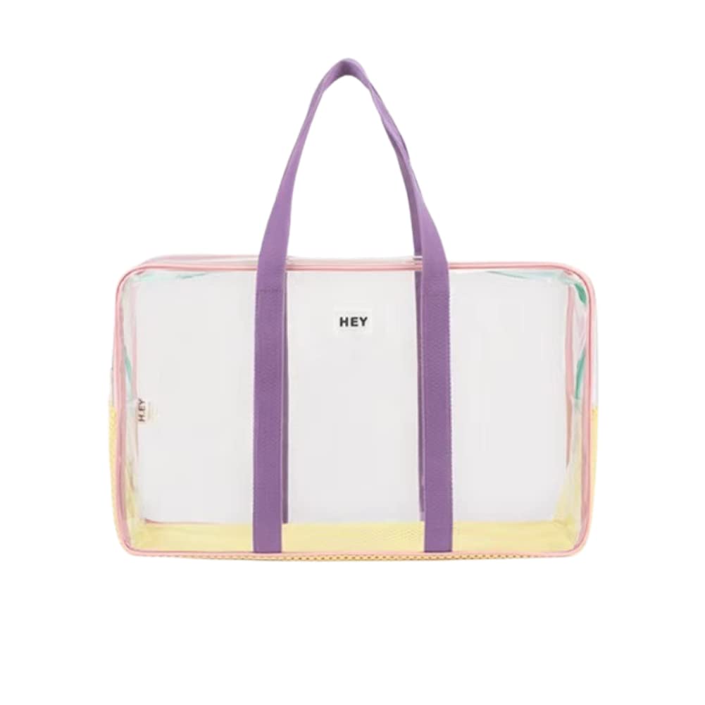 AONUOWE Kawaii Clear Lunch Bag - Cute Transparent Tote Bag for Women, Large Travel Toiletry & Beach Shoulder Bag - Perfect for School, Work, Gym, Picnic & Vacation