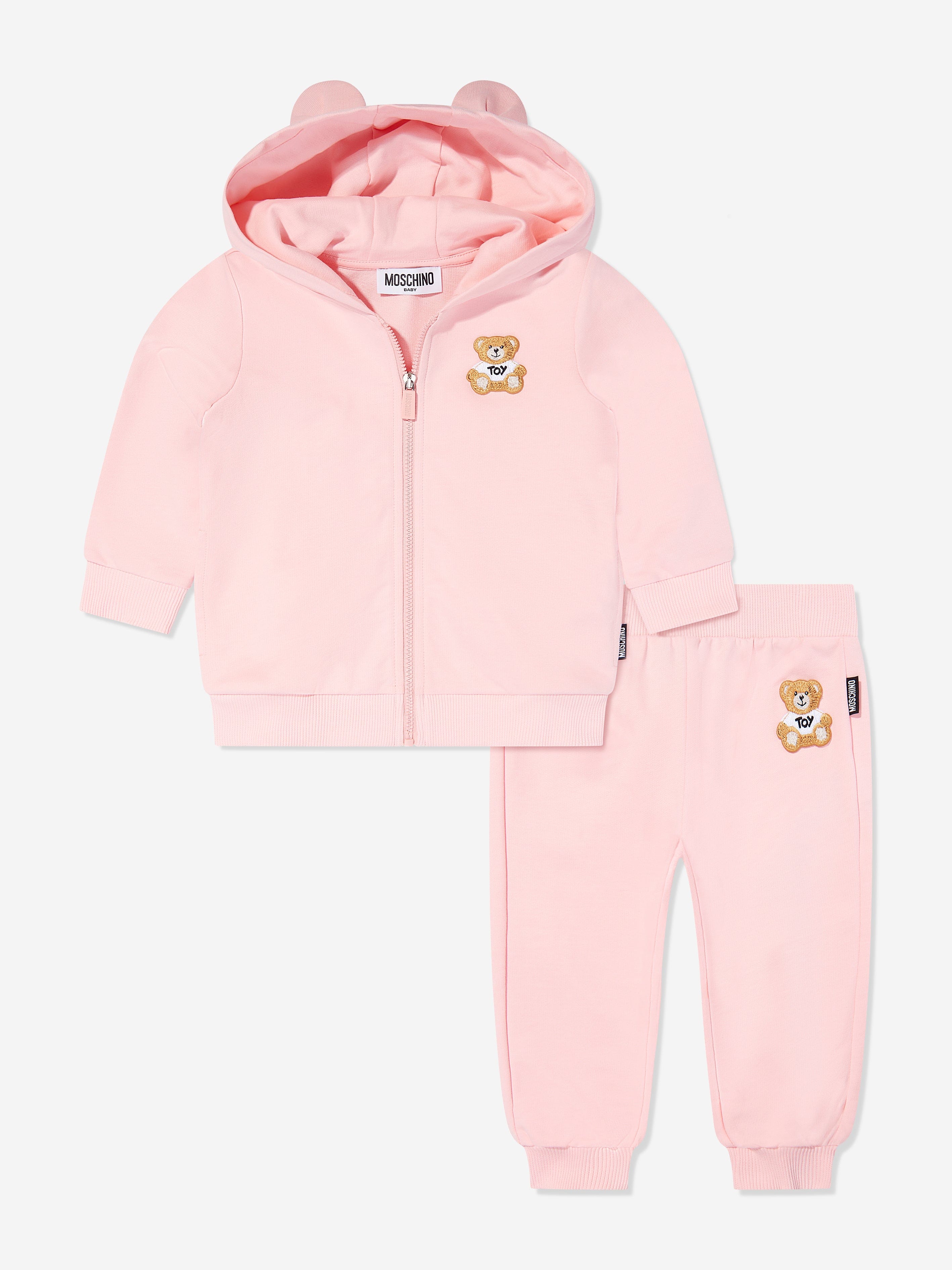 Adorable Pink Teddy Bear Tracksuit for Baby Girls - Soft & Cozy Outfit for Playtime, Photos & Special Occasions