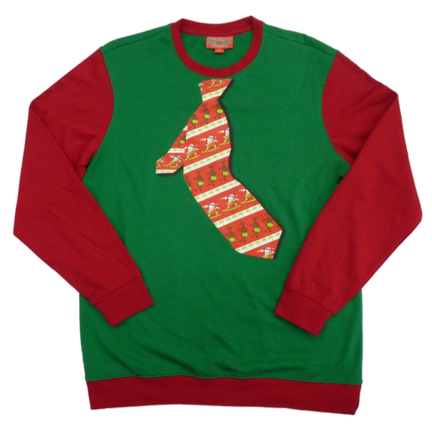 Men's Big & Tall Christmas Tie Sweatshirt - Green & Red Holiday Design - Perfect for Office Parties & Family Gatherings