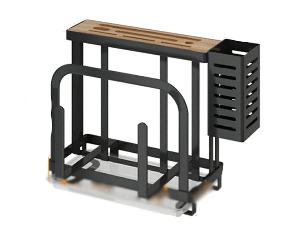 Premium Carbon Steel Knife Stand Block Holder - Universal Knife Storage Organizer with Slots for Kitchen Knives (Black) - Perfect for Countertop Organization & Safe Knife Display in Modern Kitchens