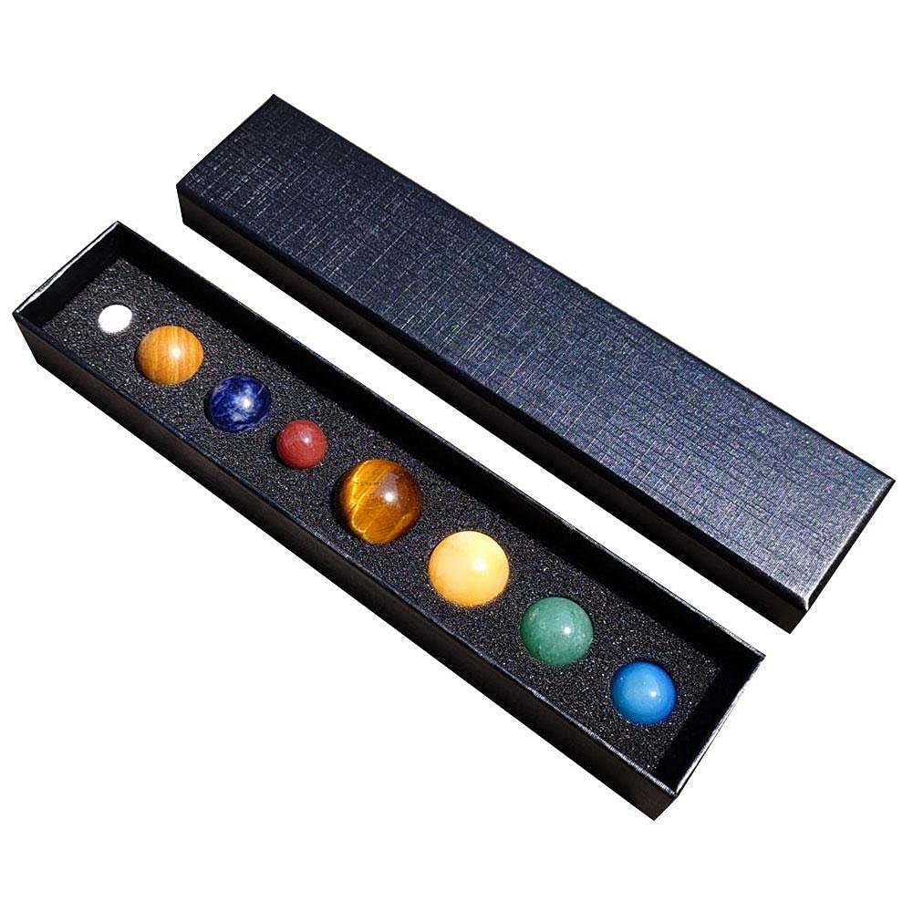 8Pcs Natural Stone Solar System Planets Set - Jenny Watson Universe Galaxy Crystal Balls for Energy Healing, Office & Home Desk Decor (Perfect for Meditation, Feng Shui & Unique Gift Ideas)