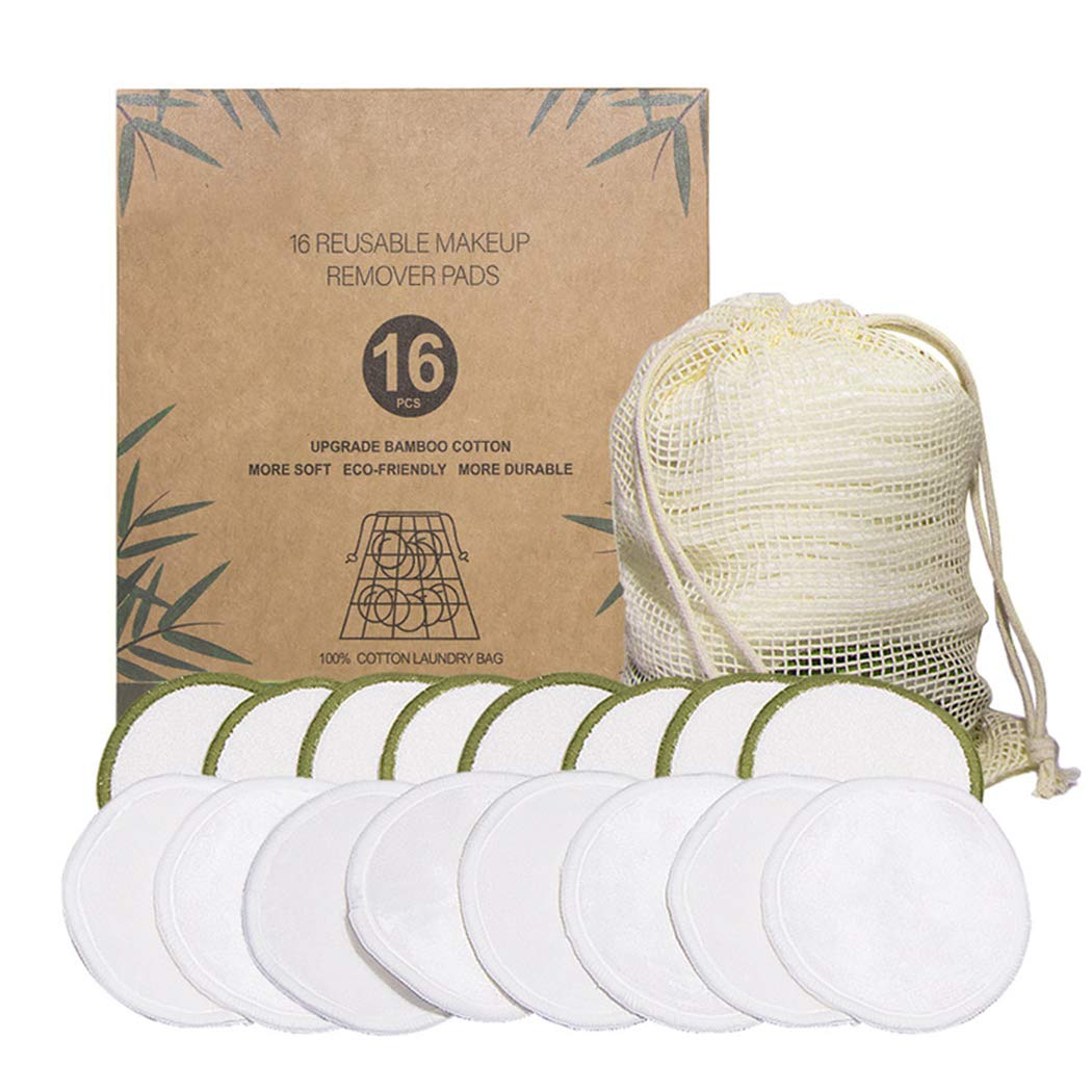 JUSTDOLIFE 16PCS Reusable Makeup Remover Pads - Washable Cotton Rounds for Gentle Face Cleansing & Makeup Removal | Perfect for Travel, Daily Skincare & Eco-Friendly Beauty Routine