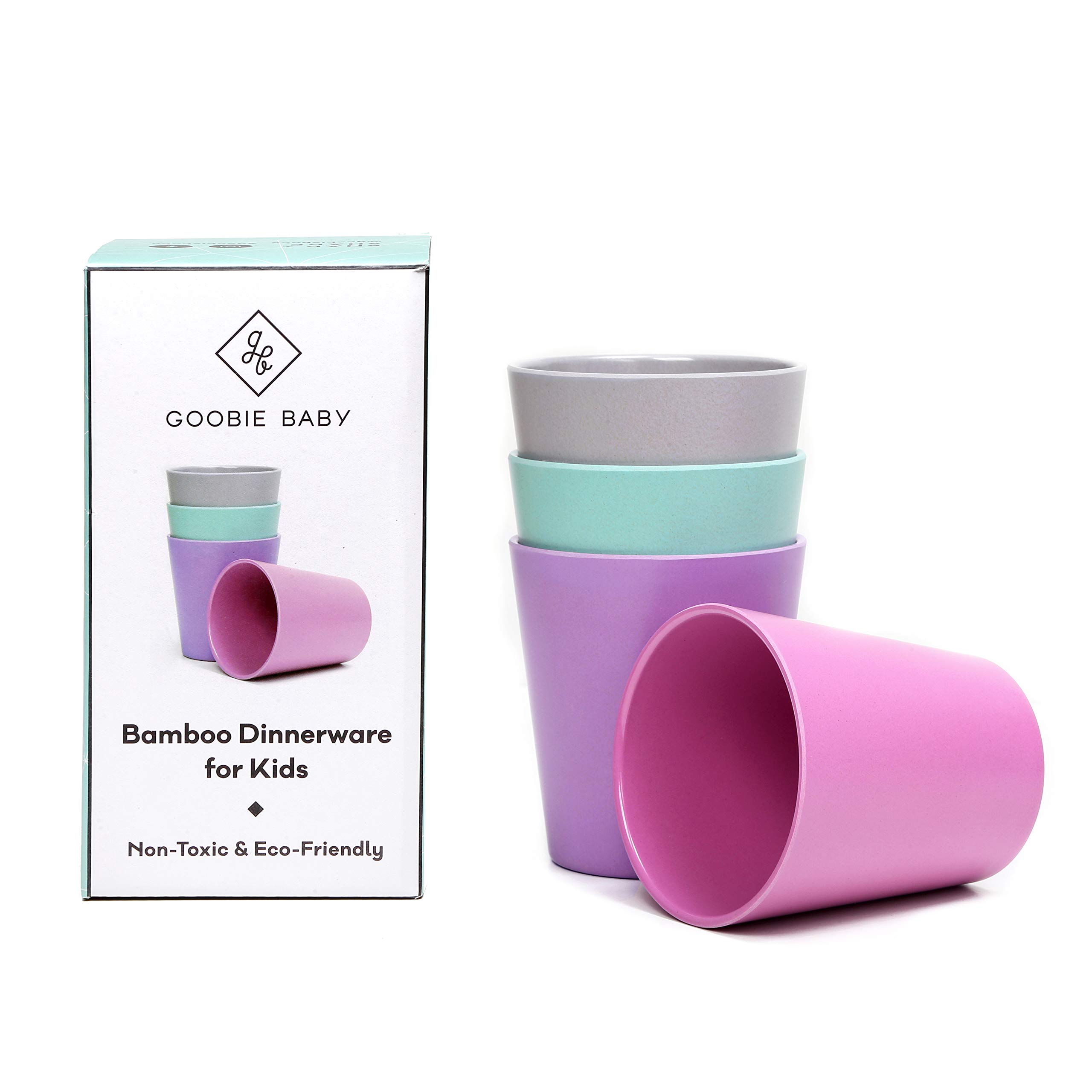 Eco-Friendly Bamboo Drinking Cups for Kids - Set of 4 Reusable 10oz Toddler Cups | BPA-Free, Durable Dinnerware for Home, School & Outdoor Activities