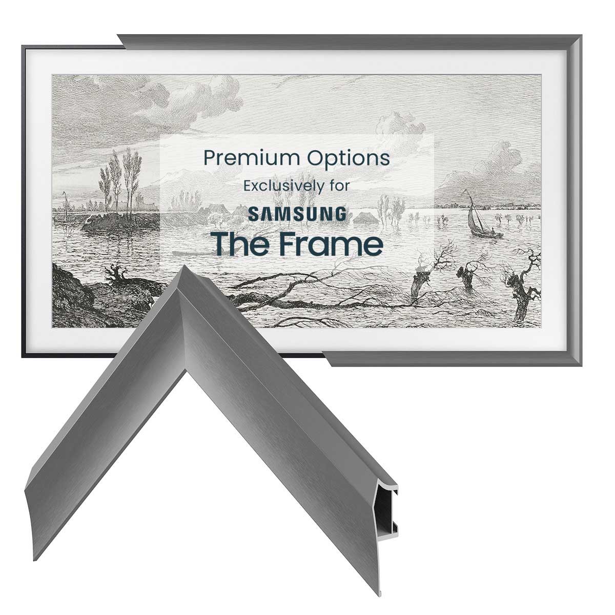 Premium Graphite Alloy Prismatic Bezel for Samsung Frame TV - Modern Slim Design for Living Room & Bedroom Wall Mounting