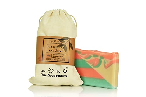**Organic Green Tea & Calamine Handmade Soap - 100g | Cold-Processed, Small Batch, Artisanal, Vegan, Cruelty-Free | Himalayan Natural Skincare for Acne, Sensitive Skin & Daily Cleansing**    *(Perfect for soothing irritated skin, reducing breakouts, and gentle daily cleansing – ideal for face & body care!)*