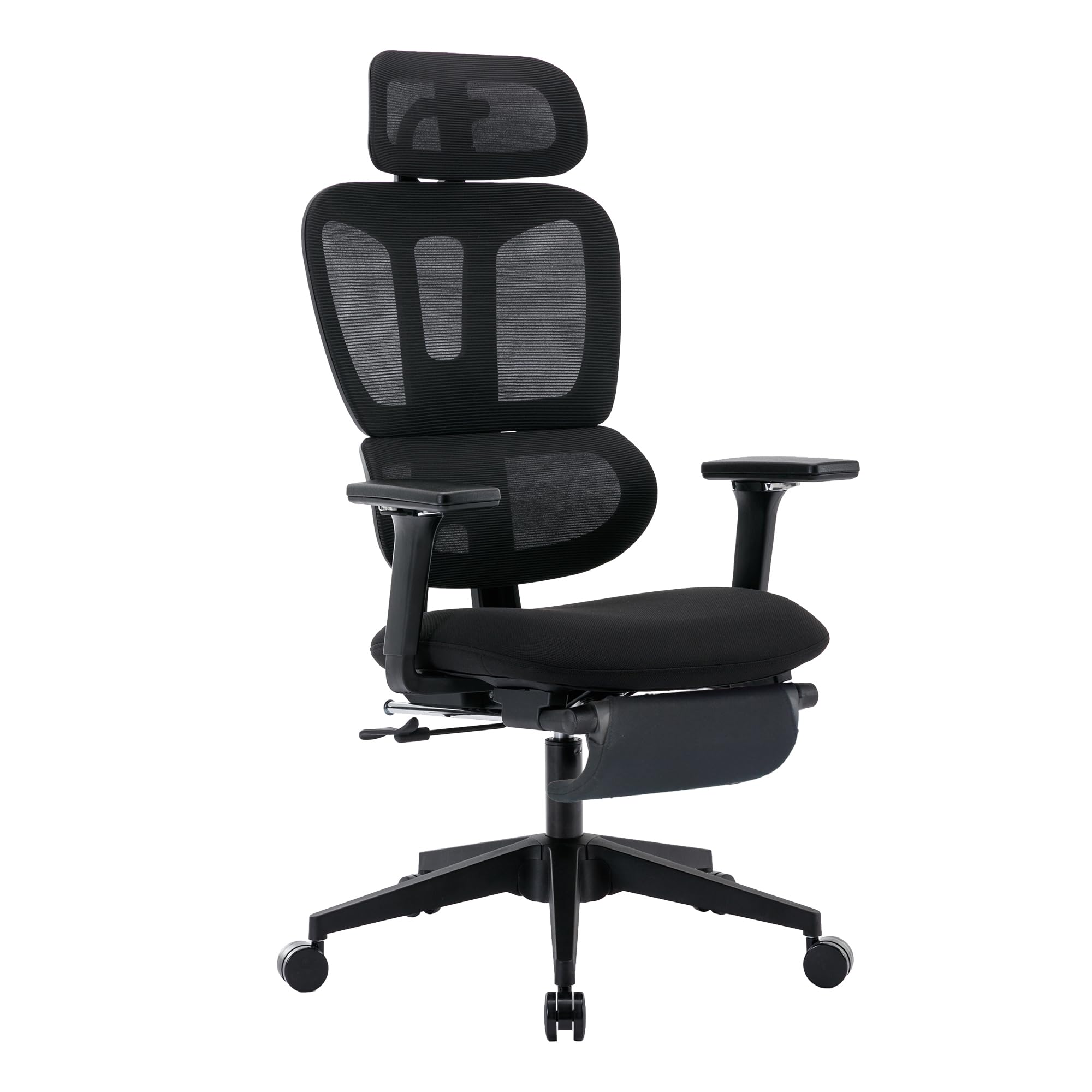 FLEXISPOT OC4 Big and Tall Ergonomic Mesh Office Chair with Adjustable Height, Lumbar Support & Headrest - 360° Swivel Computer Desk Chair with Footrest for Home Office (Black) - Perfect for Long Work Hours, Gaming & Remote Work