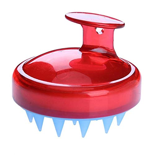 Silicone Scalp Massager Brush - Shampoo & Shower Hair Comb for Relaxing Head Massage & Hair Growth - Perfect for Bath Therapy, Stress Relief & Scalp Care (Red)