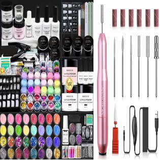 Morovan Professional Acrylic Nail Kit with Electric Nail Drill - Complete Set with Acrylic Powder, Monomer Liquid & Drill Bits - Perfect for Salon & Home Manicures