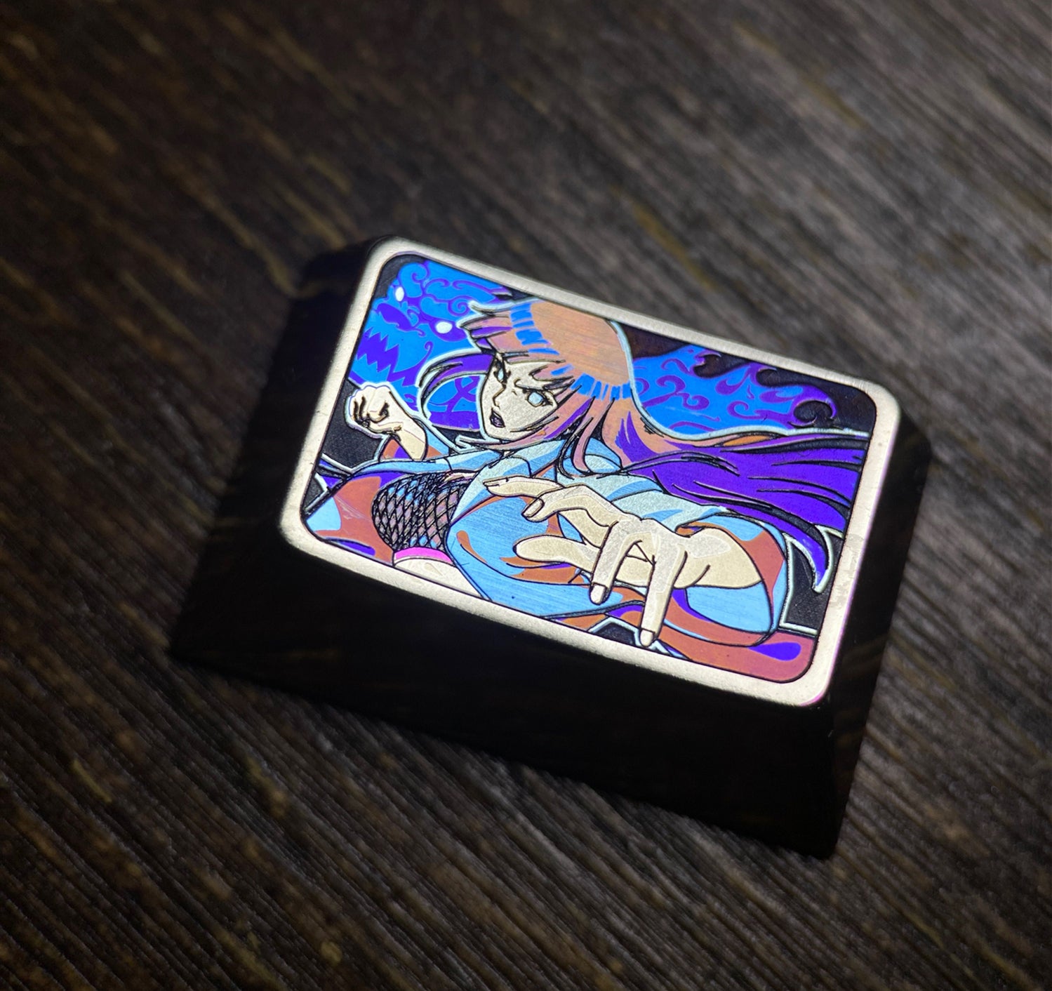 Naruto Hyuga Hinata 1.5U Keycap - Colored Titanium Alloy Custom Mechanical Keyboard Key (Tab, Ctrl) - Perfect for Anime Fans & Gaming Setups