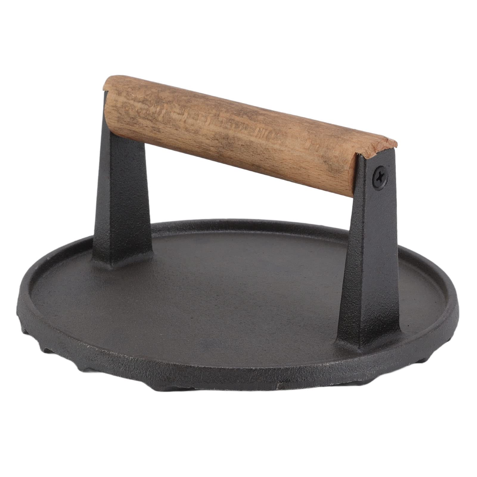 Cast Iron Burger Press - Heavy Duty 3 Lbs Round Grill Press for Steak, Burgers & Panini - Non-Slip Handle & Heat Resistant for Safe Cooking - Perfect for BBQ, Grilling & Stovetop Use