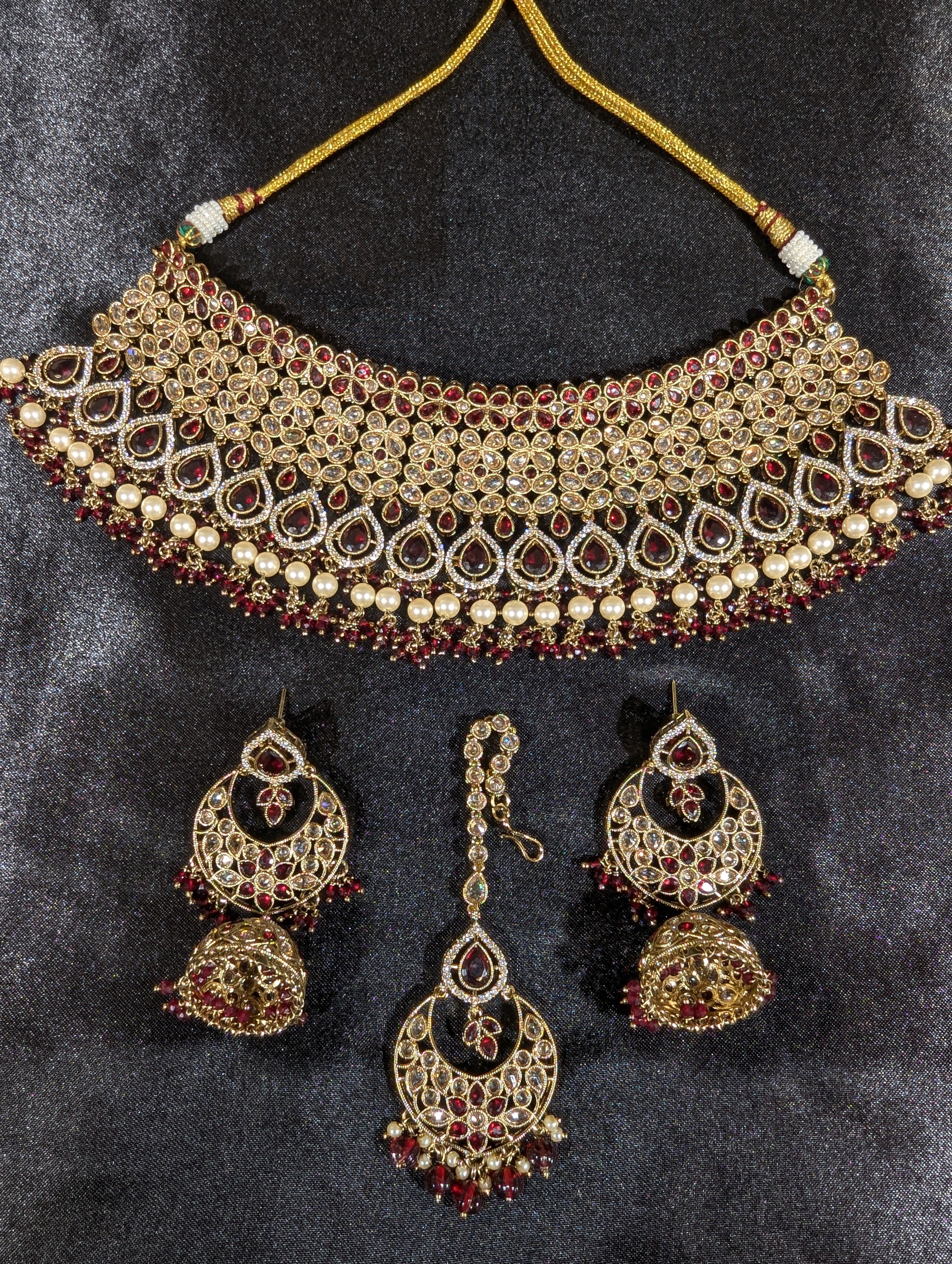 Sohana Polki Semi Bridal Jewelry Set - Exquisite Indian Kundan Necklace & Earrings for Weddings, Parties & Festive Occasions