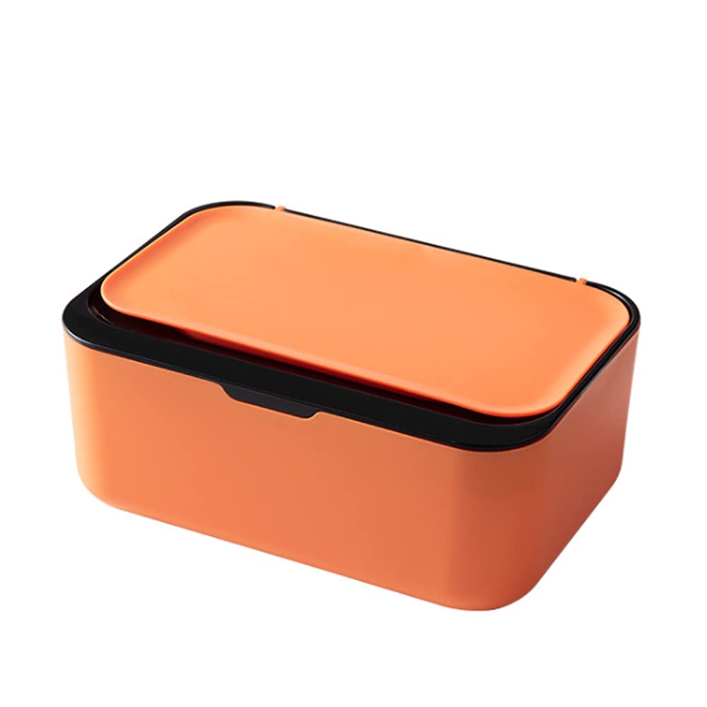 HOIRIX Plastic Tissue Box Holder for Disposable Facial Tissues - Rectangular Bathroom & Bedroom Storage Organizer - Orange Tissue Box Cover for Countertop, Dresser, Office Desk - Perfect for Home, Office, and Travel Use