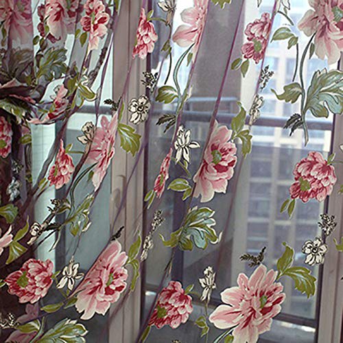 Collectvoice Floral Embroidered Sheer Curtains - 3D Translucent Home Textiles, Multifunctional Window Drapes 39