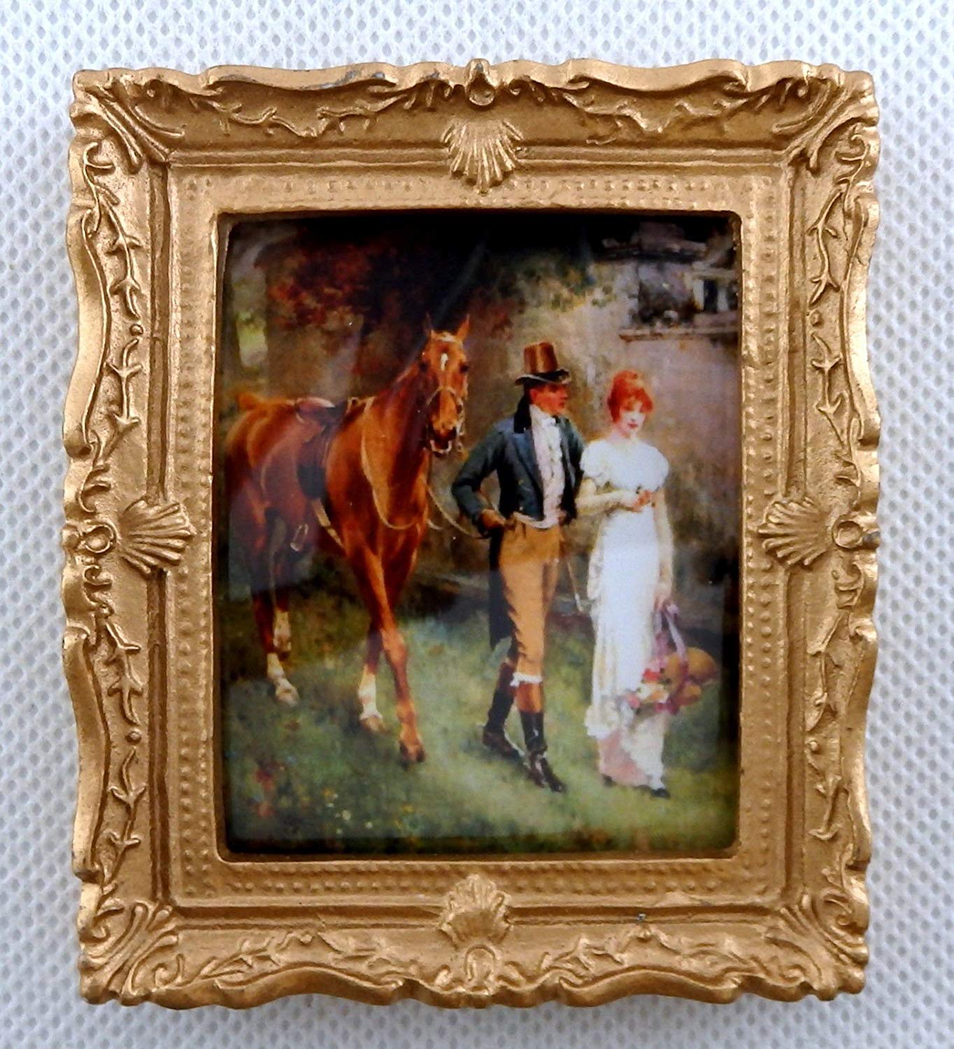Melody Jane Dolls Houses Edwardian Romance Picture Painting Gold Frame Miniature Accessory - Perfect for Dollhouse Decor, Victorian Style Miniatures & Collectible Displays