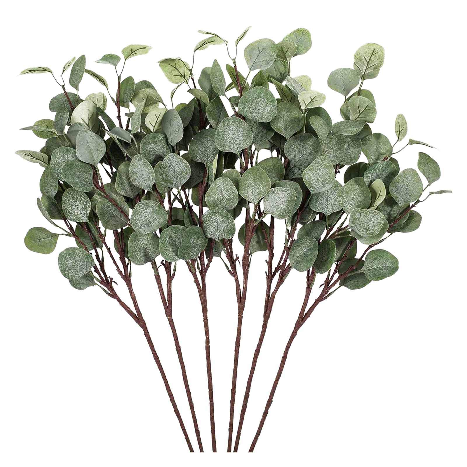 Artificial Eucalyptus Leaves for Wedding & Home Decor - 6PCS Winter Floral Arrangement
