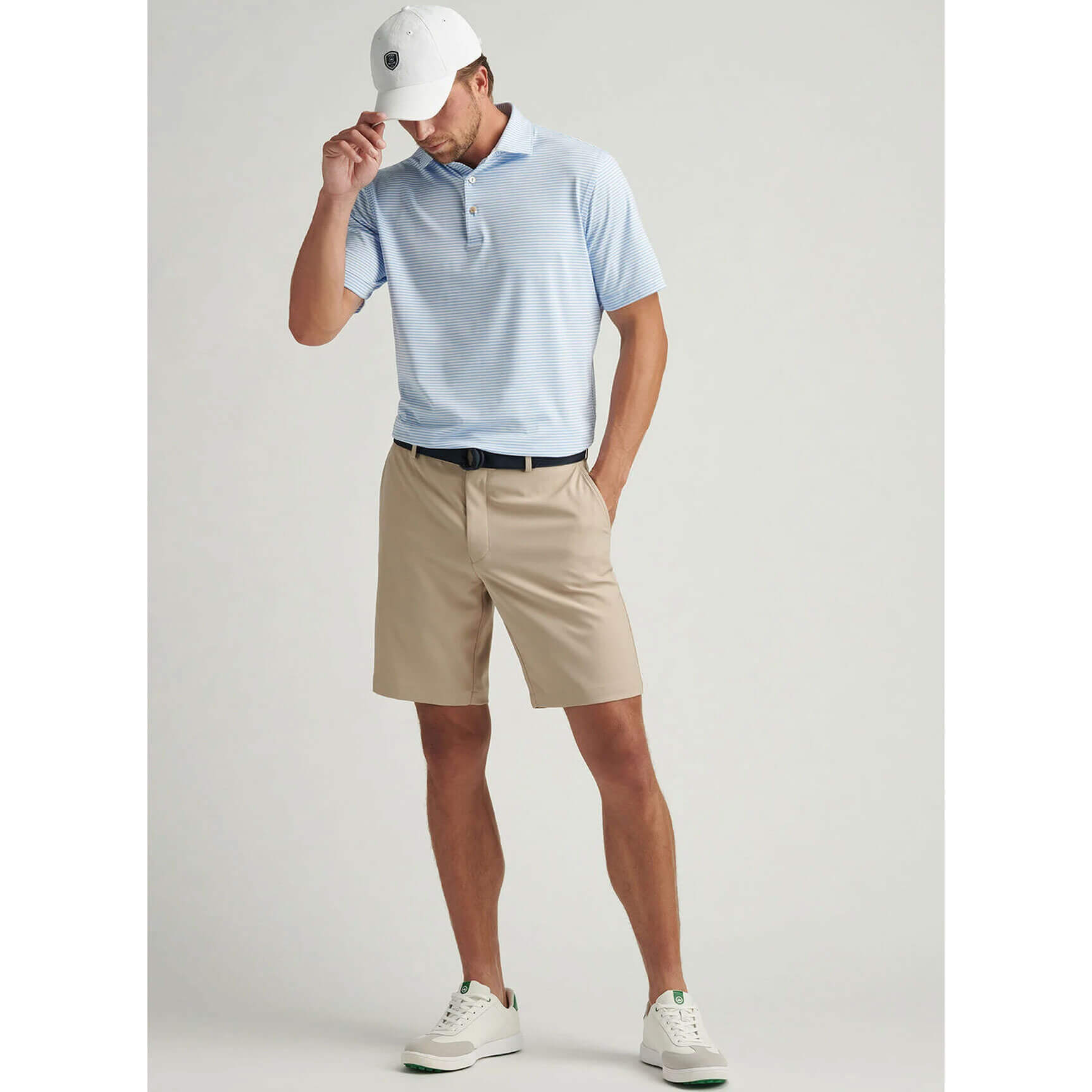 Peter Millar 9 Inch Salem High Drape Performance Shorts for Men - Khaki | Lightweight Golf & Casual Shorts with Moisture-Wicking Fabric | Perfect for Golf, Travel & Summer Activities