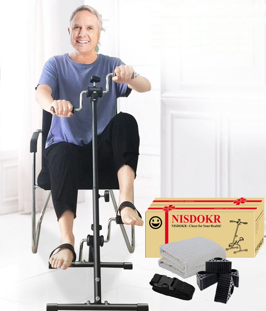 Adjustable Pedal Exerciser Bike for Arms & Legs - Home Fitness Equipment for Seniors & Elderly - Full Body Workout Machine with Gift Box - Perfect for Physical Therapy, Rehabilitation & Home Exercise
