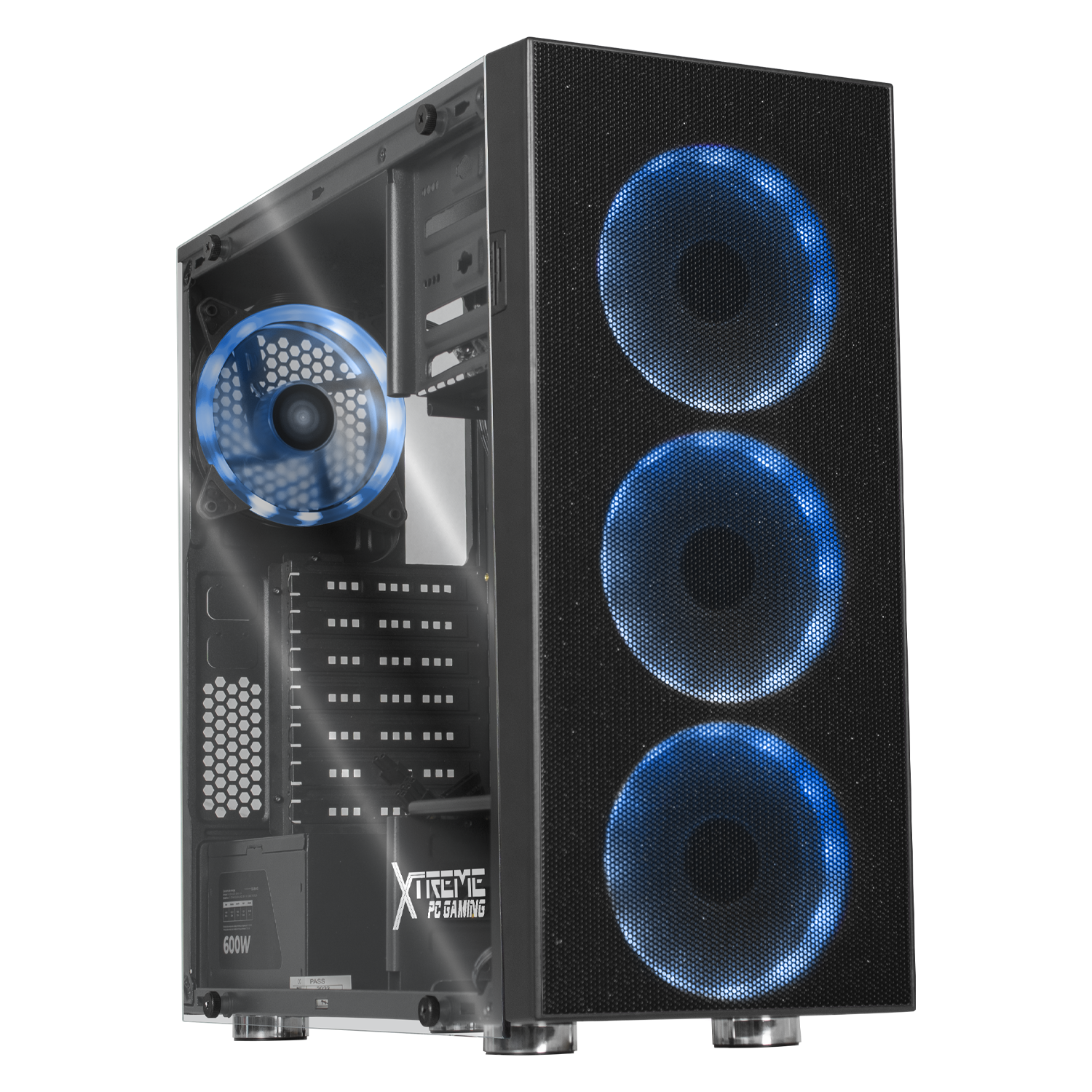 XTREME Gaming PC Case ATX Mid Tower - LHYTOS GSX1000 with 600W Power Supply, 4 ARGB Fans & Tempered Glass Side Panel - Perfect for High-Performance Gaming Rigs and Custom PC Builds