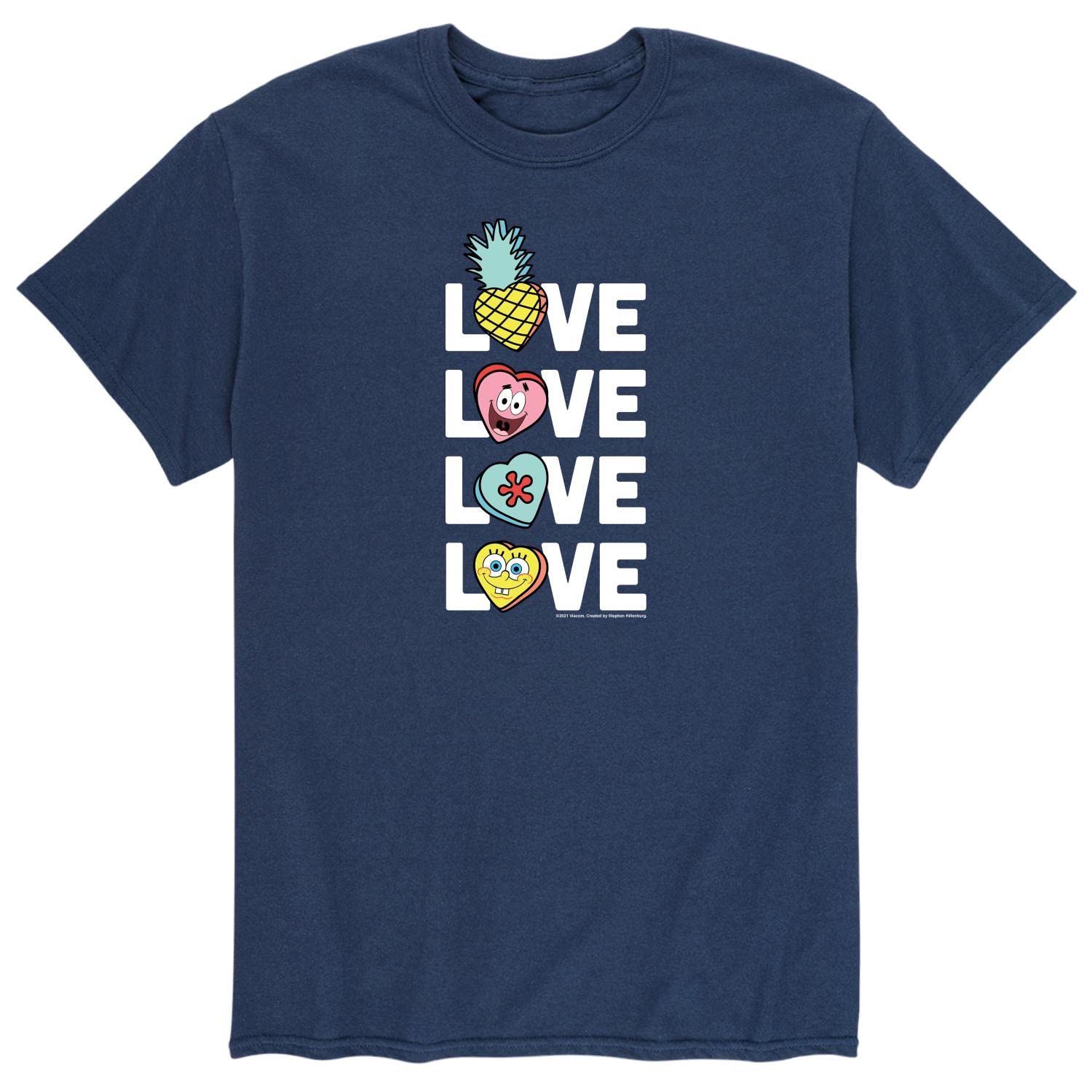Spongebob Squarepants Valentine's Day Graphic T-Shirt for Men - Funny Cartoon Short Sleeve Tee - Perfect for Valentine's Gifts, Couples Outfits & Casual Wear