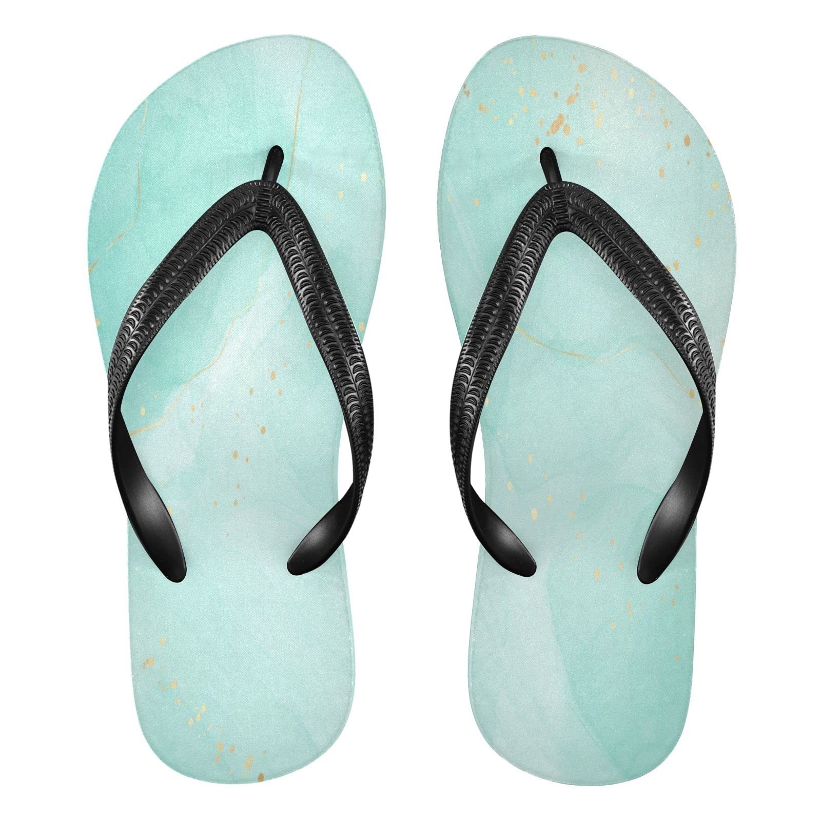 Women's Marble Turquoise Patel Flip Flops - Summer Beach Sandals, Comfortable Non-Slip Thong Slippers for Shower, Pool & Casual Wear - Perfect for Vacation, Travel and Relaxing by the Water