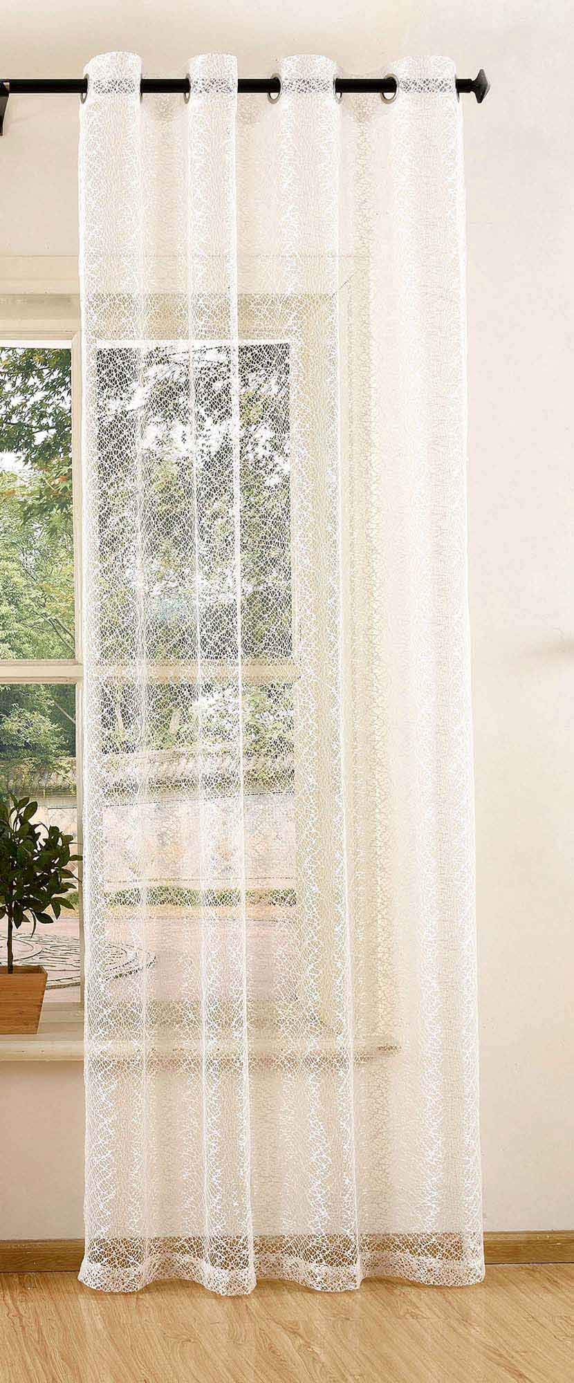Mesh Net Curtain with Eyelets - Transparent Plain Polyester Decorative Window Drape 96x55 Inches (245x140cm) - Natural Sheer Voile for Living Room, Bedroom & Kitchen Privacy