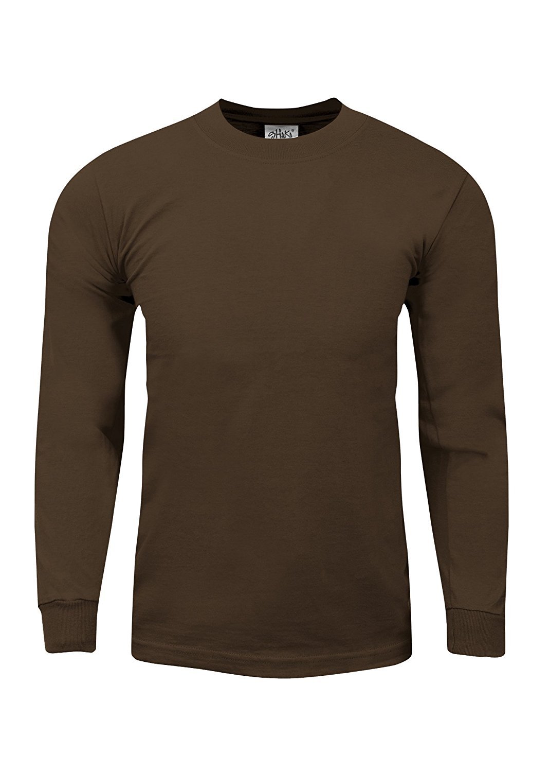 Shaka Wear Men's Heavyweight Cotton Long Sleeve T-Shirt - 7oz Crew Neck Plain Tee for Big & Tall - Casual Wear, Workout, Layering, Everyday Comfort