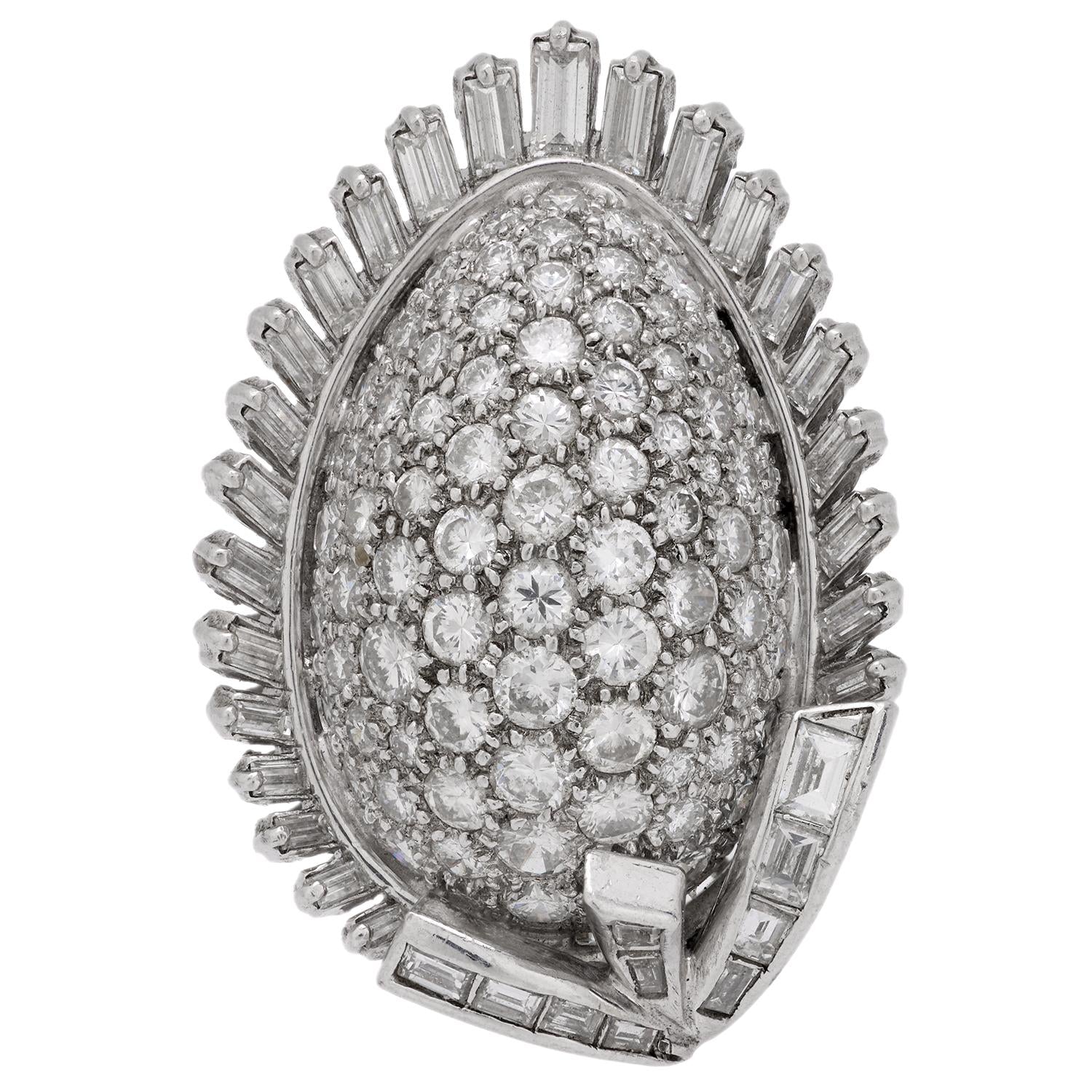 4.50 Carat Mid Century Diamond Pendant in 14K White Gold - Elegant Necklace for Weddings, Anniversaries & Special Occasions