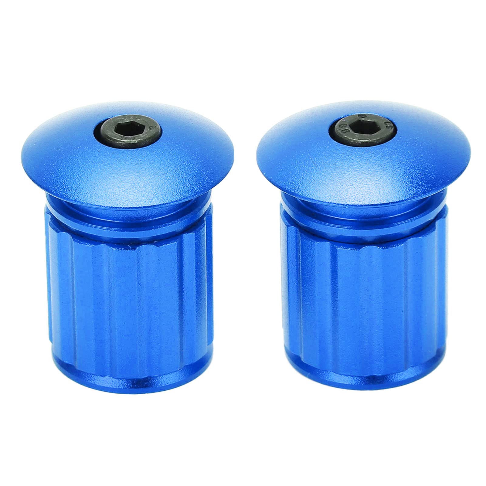 Premium Aluminum Alloy Bike Bar End Plugs (1 Pair) - Durable Handlebar Grips Caps for Mountain, Road & Folding Bicycles - Blue - Perfect for Commuting, Cycling & Outdoor Adventures