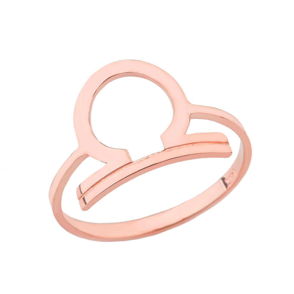 14k Rose Gold Libra Zodiac Horoscope Ring for Women - Elegant Astrology Jewelry Gift for Birthday, Anniversary & Special Occasions