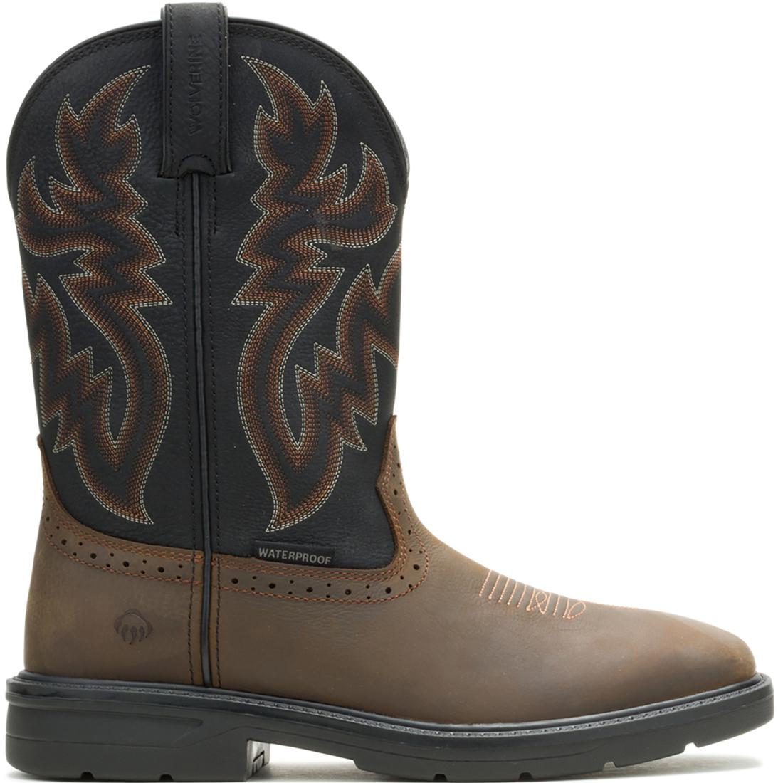Premium Rancher Level Soft Toe Pull-On Work Boots for Men - Comfortable & Durable Black/Brown Western Cowboy Boots - Ideal for Farming, Construction & Outdoor Work