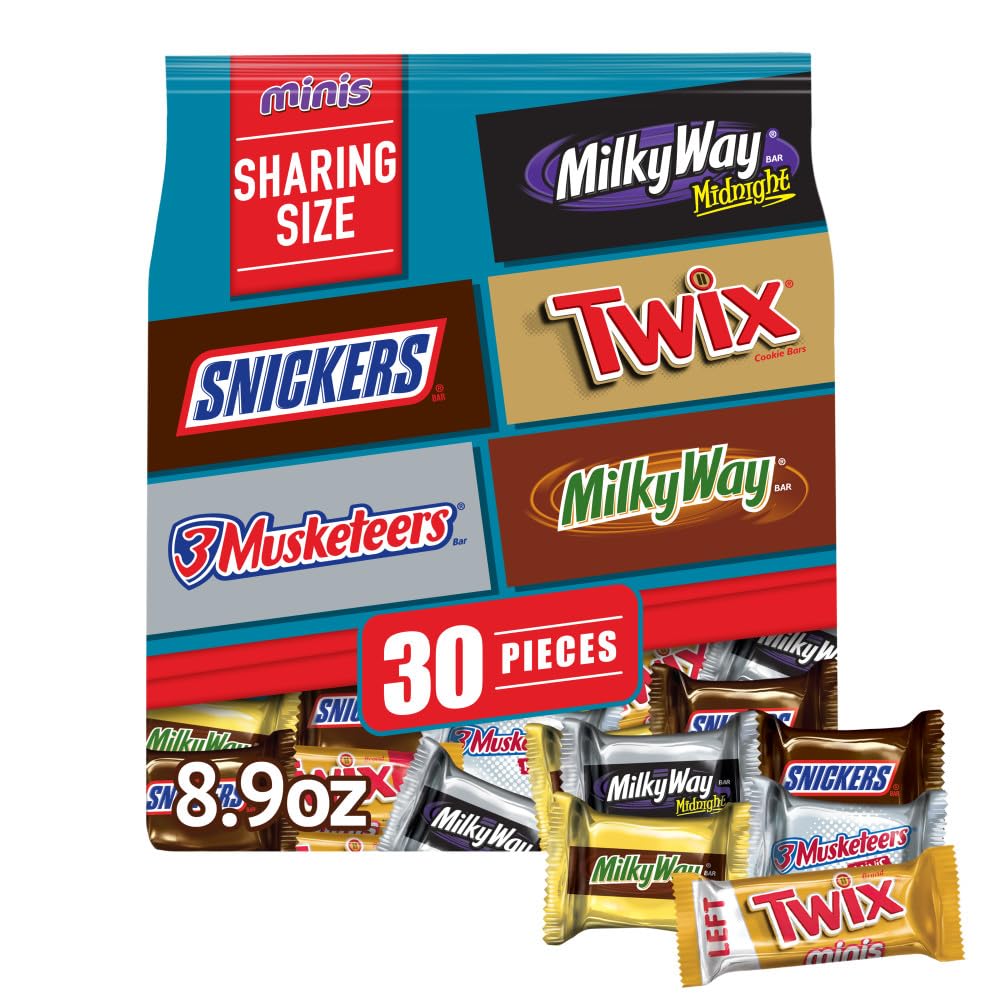 Snickers, Twix, Milky Way & 3 Musketeers Fun Size Chocolate Candy Bars Variety Pack - 8 Bags (30 Pieces Each) | Milk & Dark Chocolate Assortment for Halloween, Parties, Office Snacks & Gift Baskets