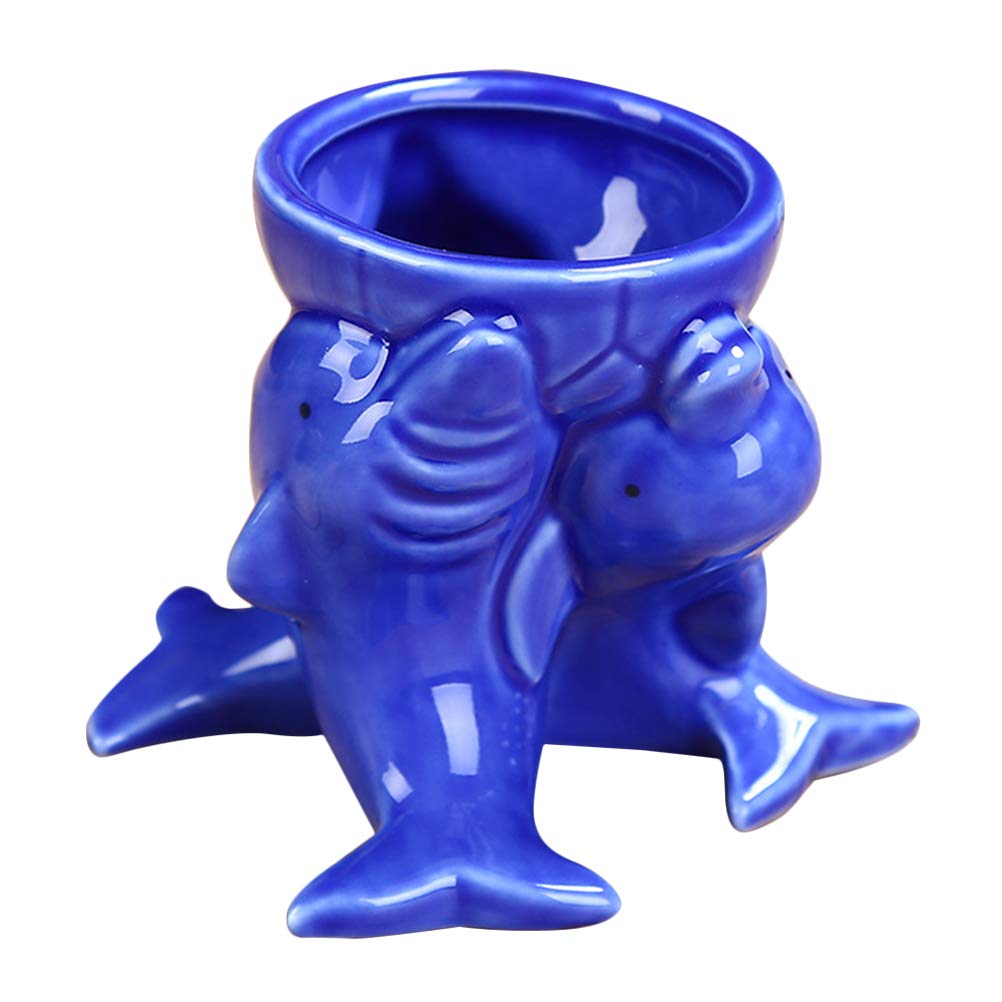 DOITOOL Ceramic Dolphin-Shaped Flower Pot - Cute Succulent Planter with Pen Holder, Desktop Decor for Home, Office, or Gift Idea | Perfect for Small Plants, Succulents, and Organizing Pens
