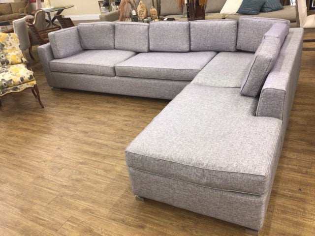 William P. Custom Grey Fabric L-Shaped Two-Piece Sectional Sofa - Modern Living Room Furniture for Small Spaces & Apartments