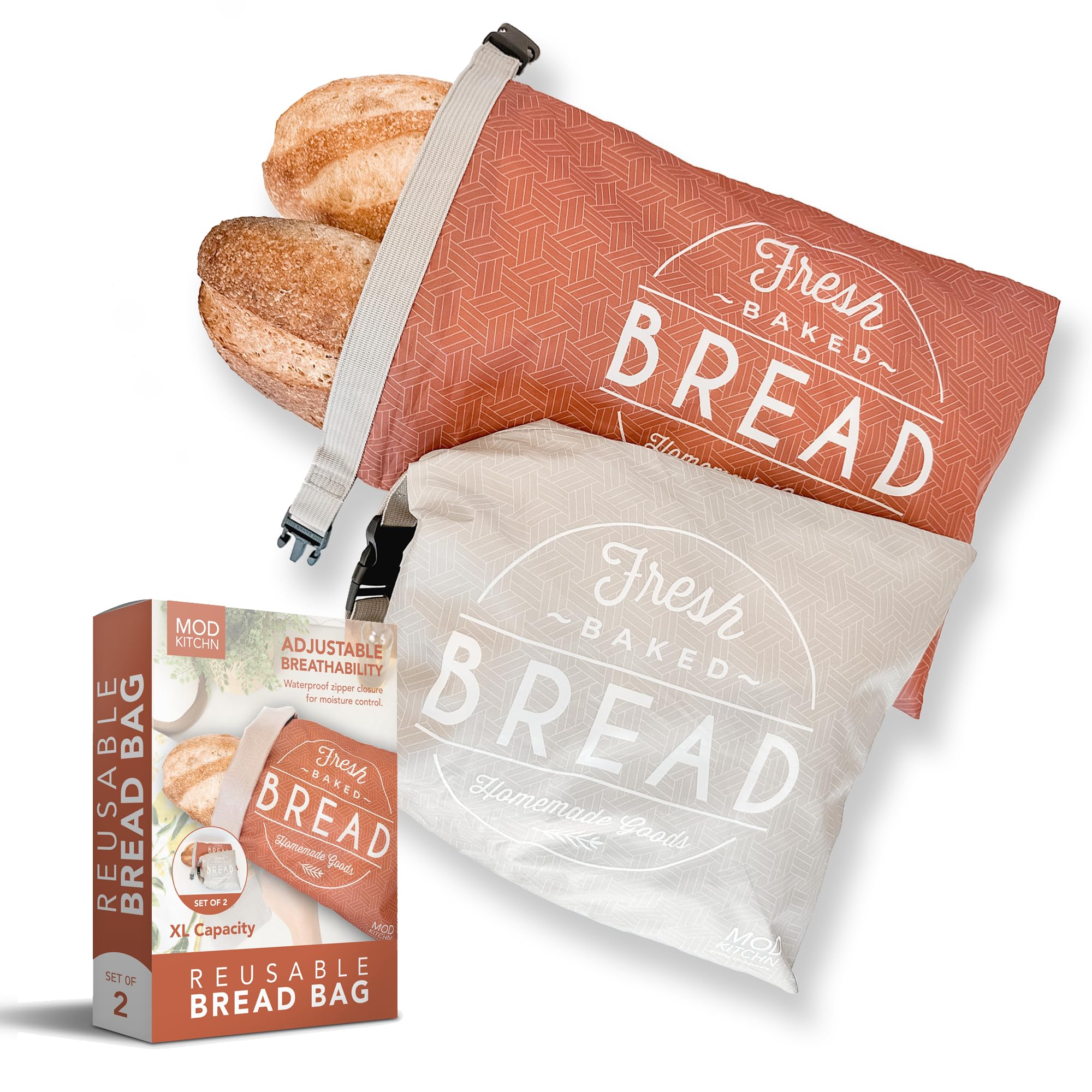 Reusable Bread Bags for Homemade Bread — 2-Pack XL Sourdough Storage Containers | Freezer Safe Bread Bags for Sourdough Rounds & Loaves | Essential Baking Accessories | Perfect for Bread Storage, Freezing & Gifting
